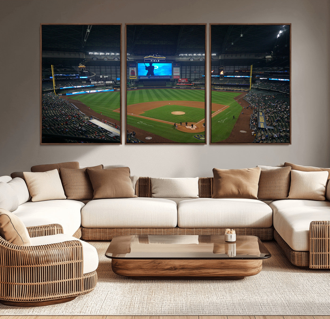 MGV-FC-60X30-3P - Milwaukee Brewers Baseball Art Print - American Family Field Stadium Wall Art Canvas Print
