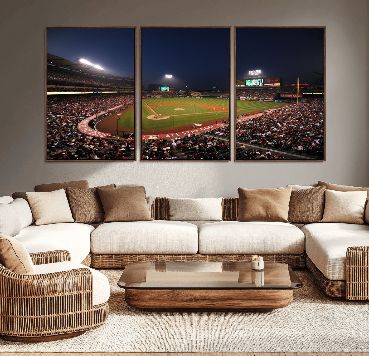 MGV-FC-60X30-3P - Los Angeles Angels Baseball Team Print - Anaheim Angel Stadium Wall Art Canvas Print