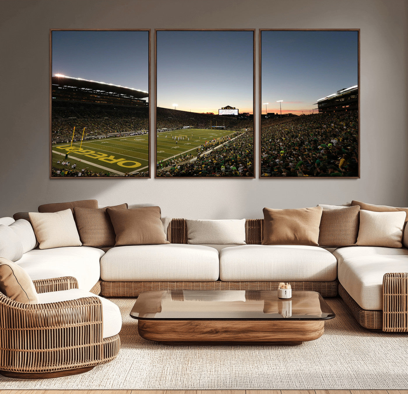 MGV-FC-60X30-3P - Oregon Ducks Football Team Print - Eugene Autzen Stadium Wall Art Canvas Print