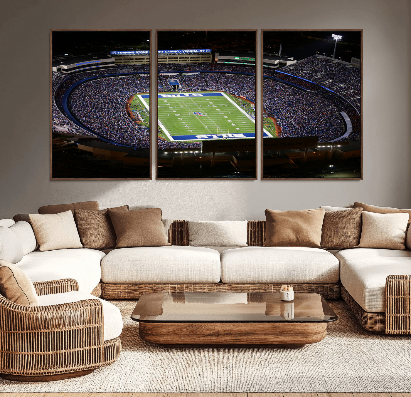 MGV-FC-60X30-3P - Buffalo Bills NFL Football Team Print - Highmark Stadium Wall Art Canvas Print