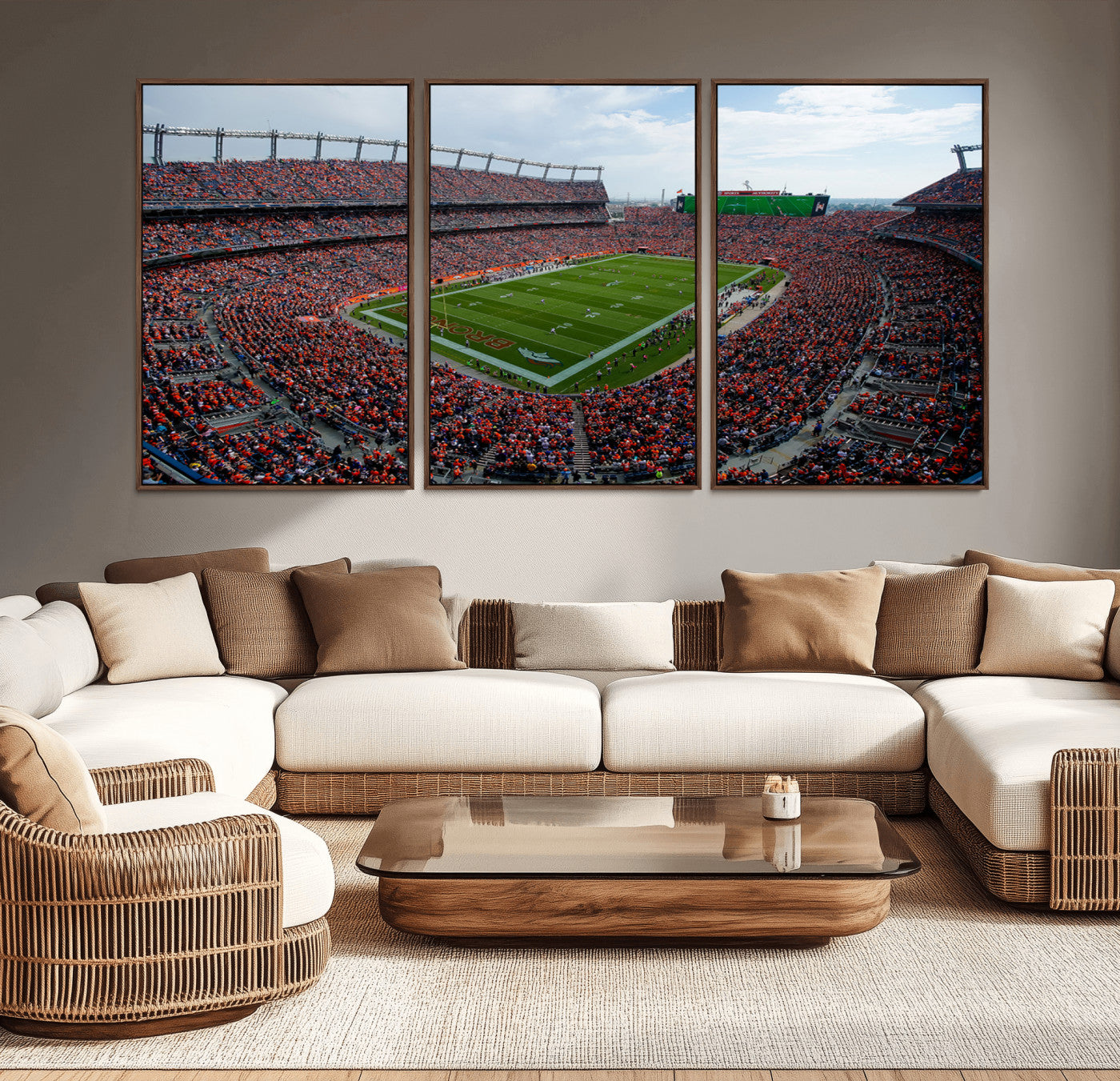 MGV-FC-60X30-3P - Denver Broncos Football Team Print - Empower Field Mile High Stadium Wall Art Canvas Print