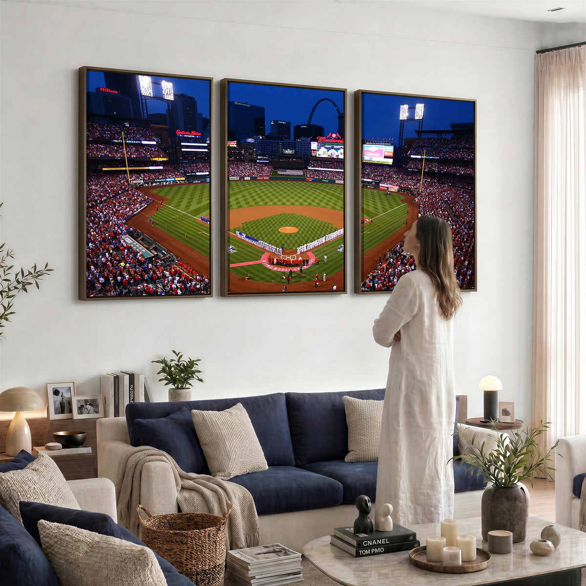 11925-MGV-CV-36X24 - St. Louis Cardinals Baseball Team Print, Busch Stadium Wall Art