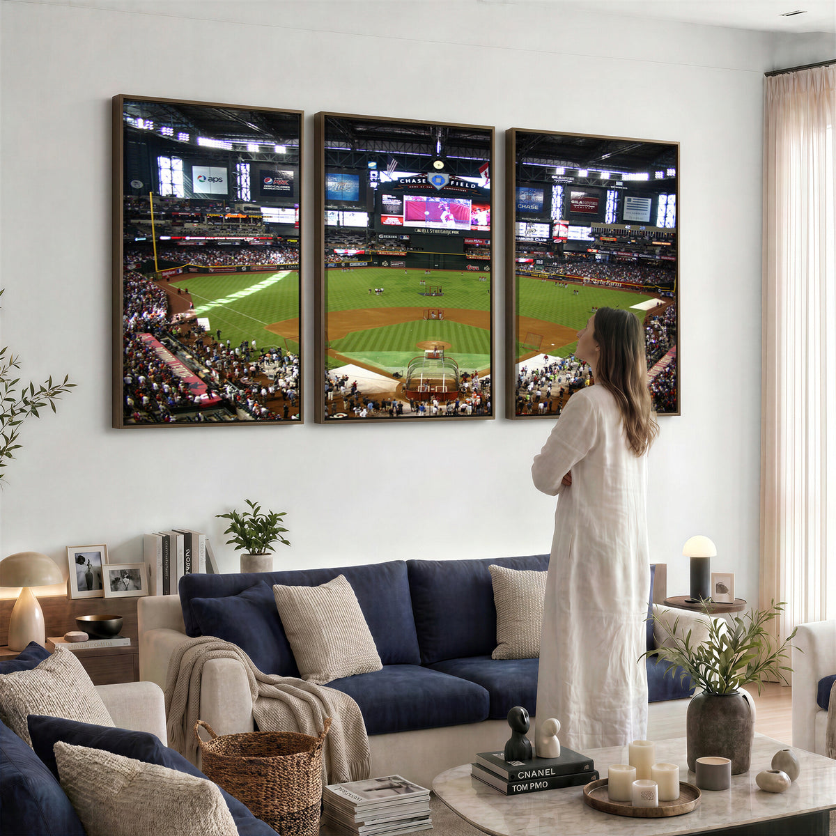 91630-MGV-CV-36X24 - Arizona Diamondbacks Baseball Team Print, Phoenix Chase Field Baseball Stadium Wall Art