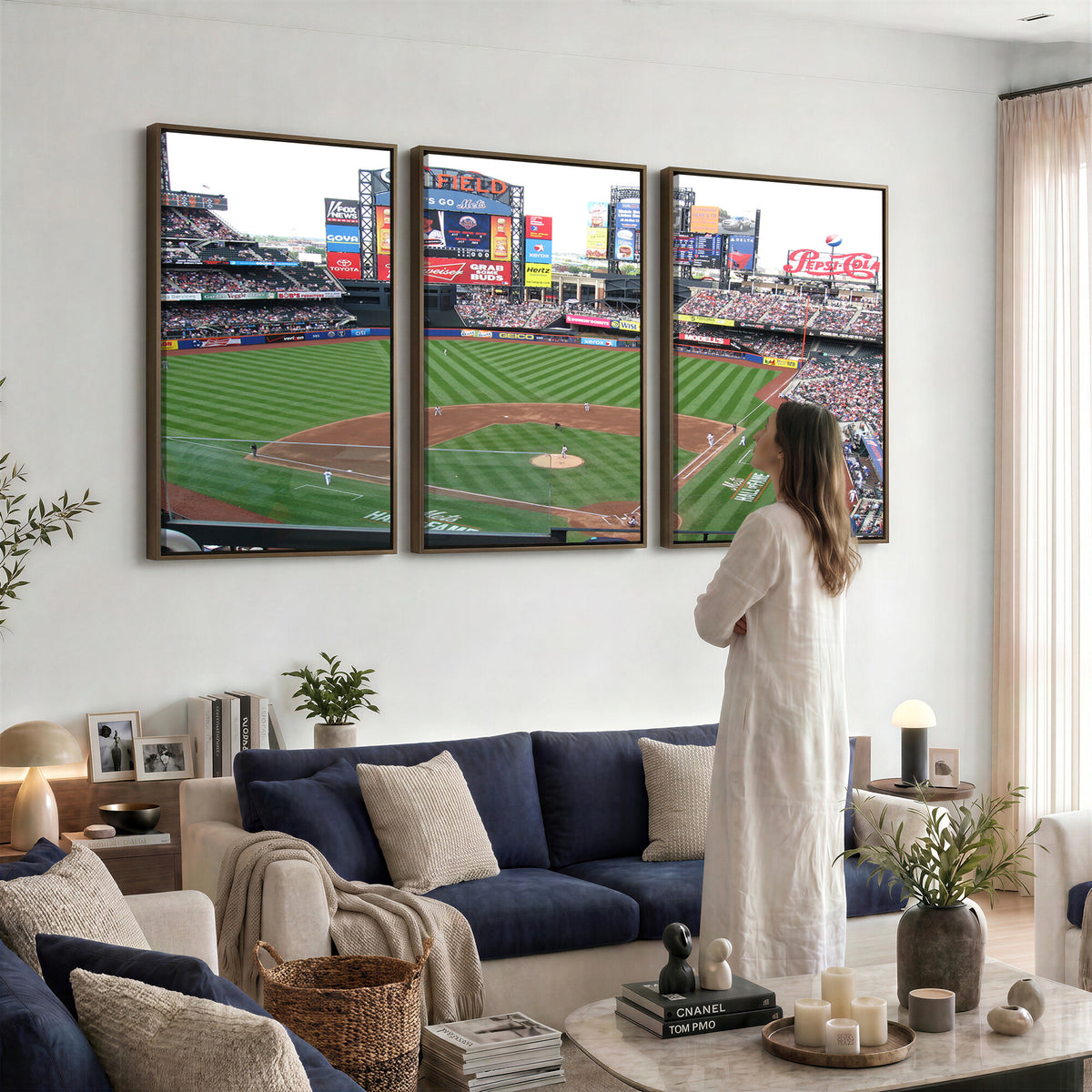 64829-MGV-CV-36X24 - New York Mets Baseball Team Print, Citi Field Baseball Stadium Wall Art