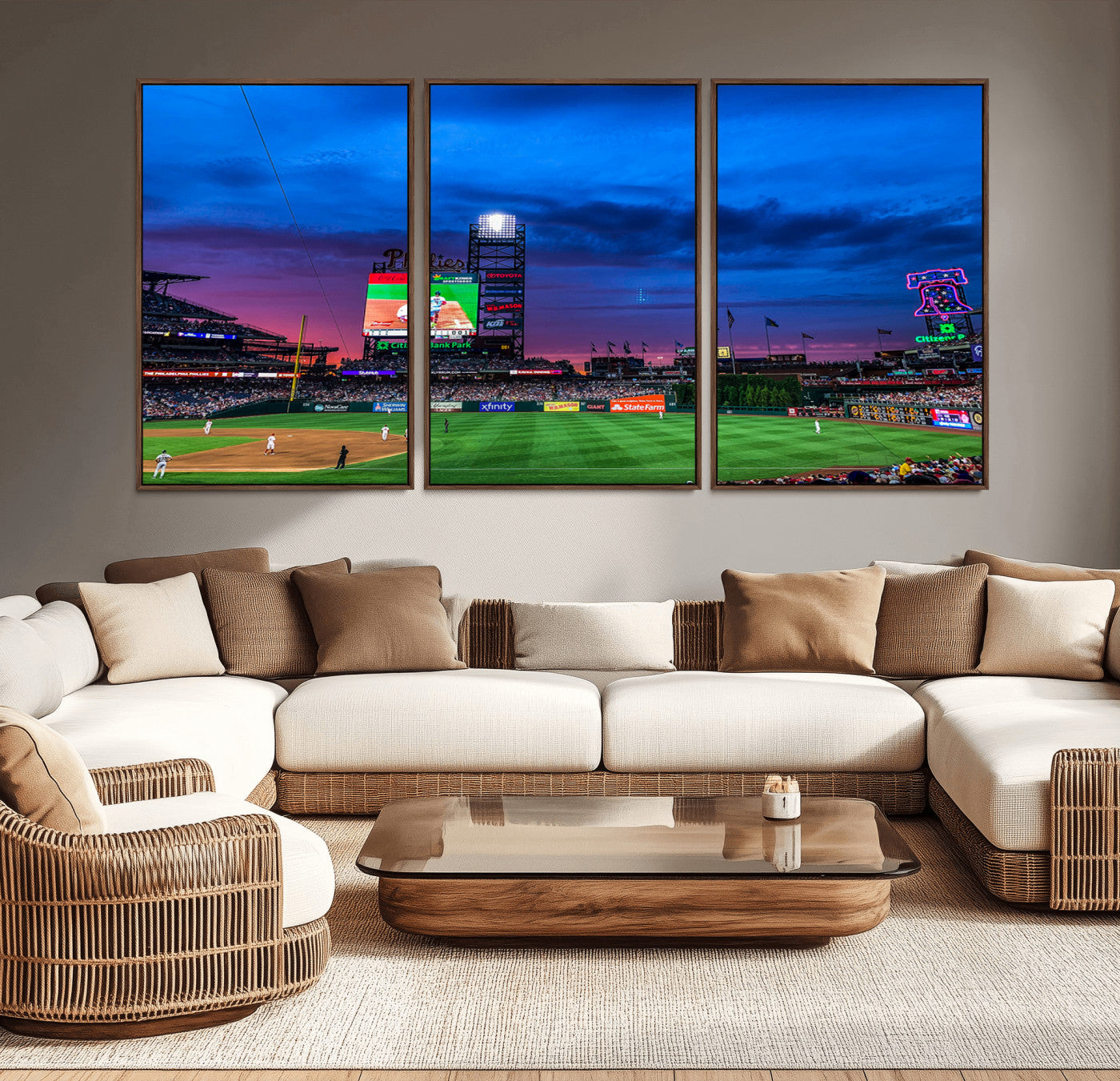 MGV-FC-60X30-3P - Philadelphia Phillies Baseball Team Print - Philadelphia Citizens Bank Park Stadium Canvas Wall Art