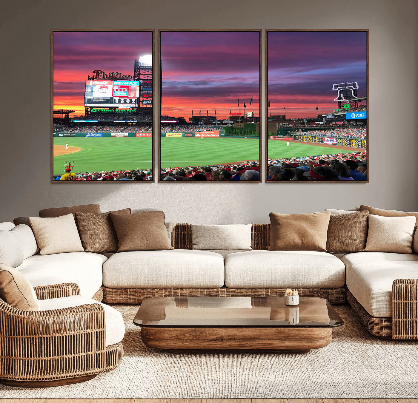 MGV-FC-60X30-3P - Philadelphia Phillies Baseball Team Print - Philadelphia Citizens Bank Park Stadium Wall Art Canvas