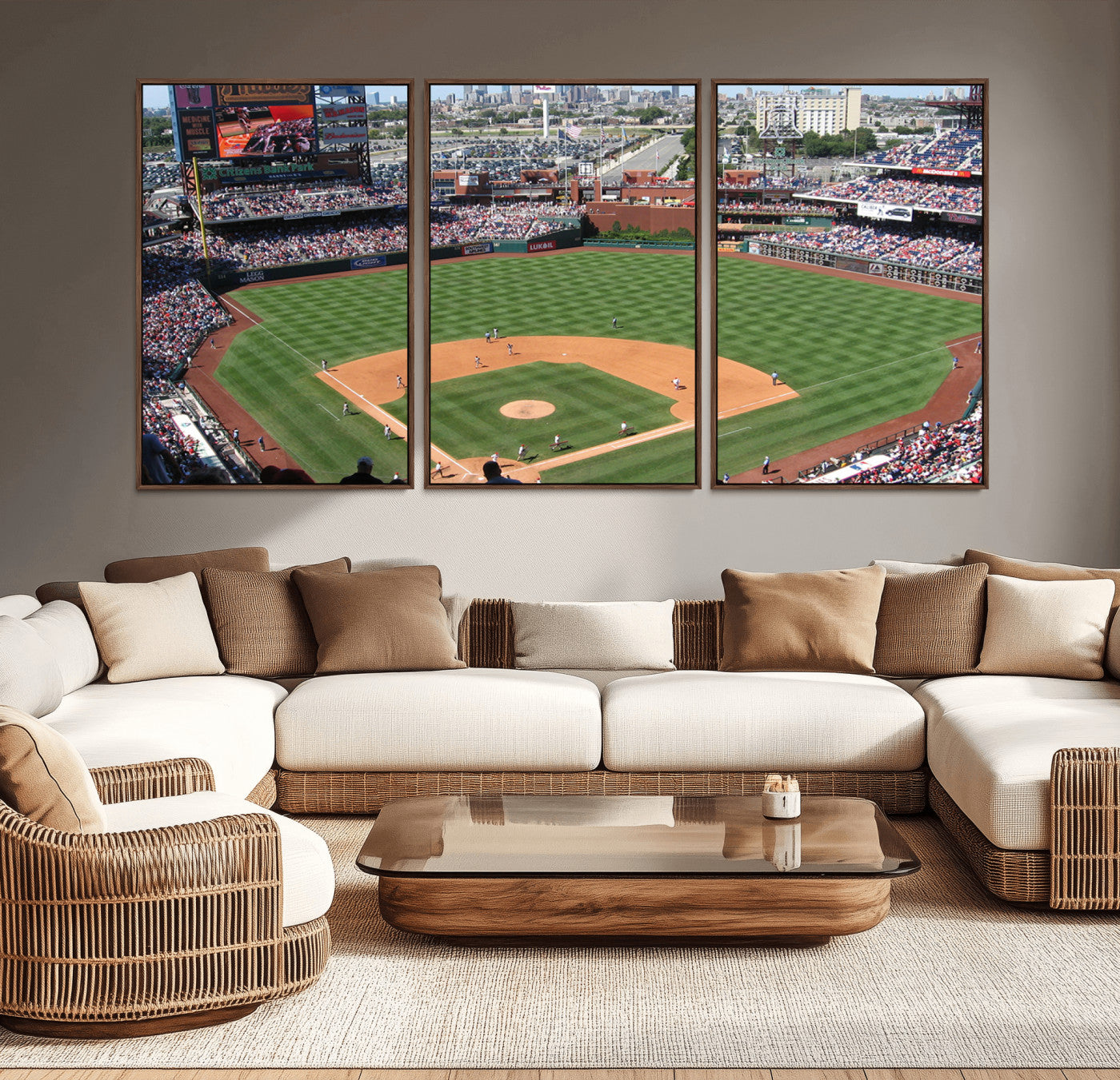 MGV-FC-60X30-3P - Philadelphia Phillies Baseball Team Print - Philadelphia Citizens Bank Park Stadium Wall Art Canvas