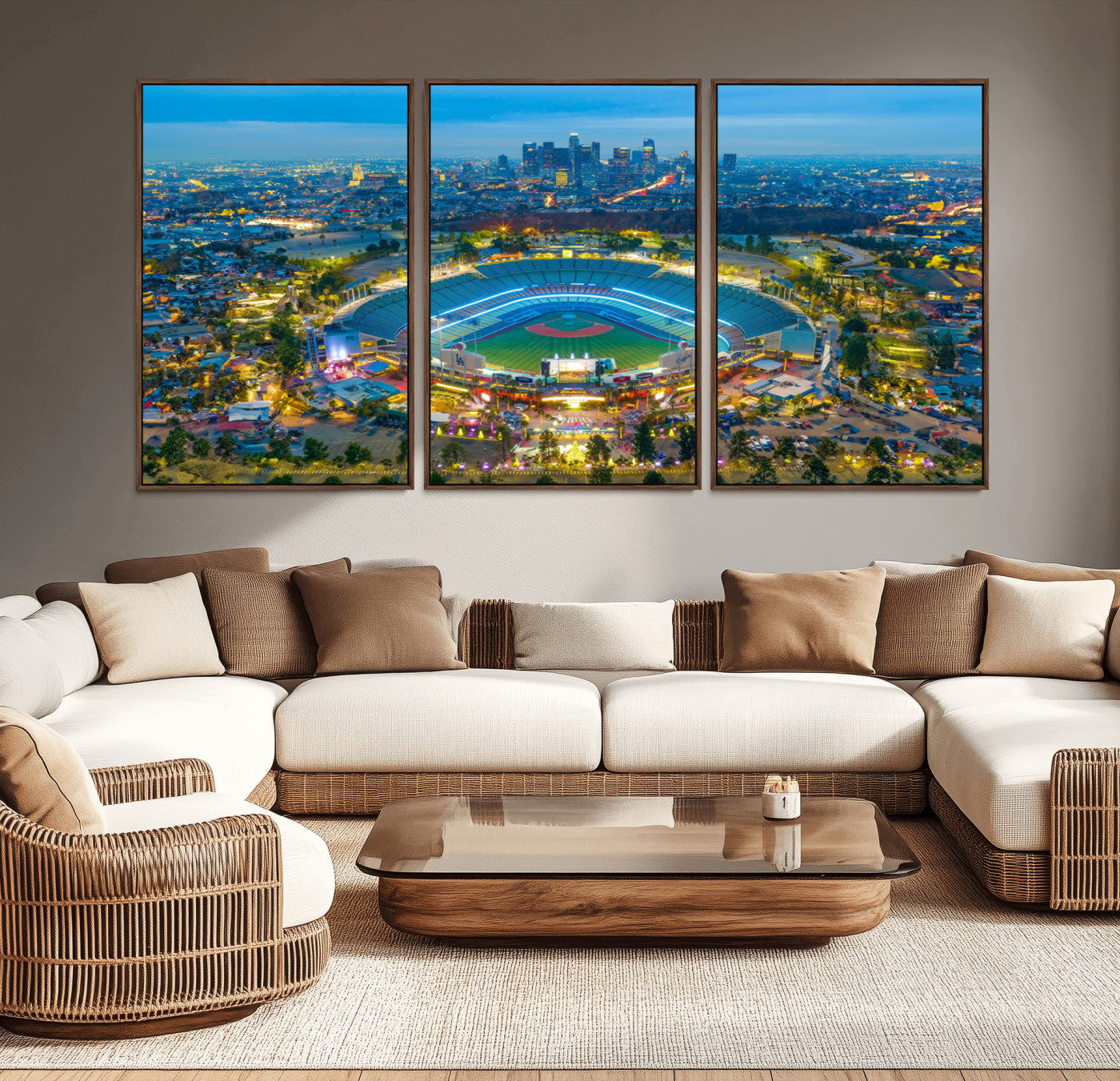 MGV-FC-60X30-3P - Los Angeles Dodgers Wall Art Canvas, Dodger Stadium Wall Art Canvas Print - MLB Baseball Stadium