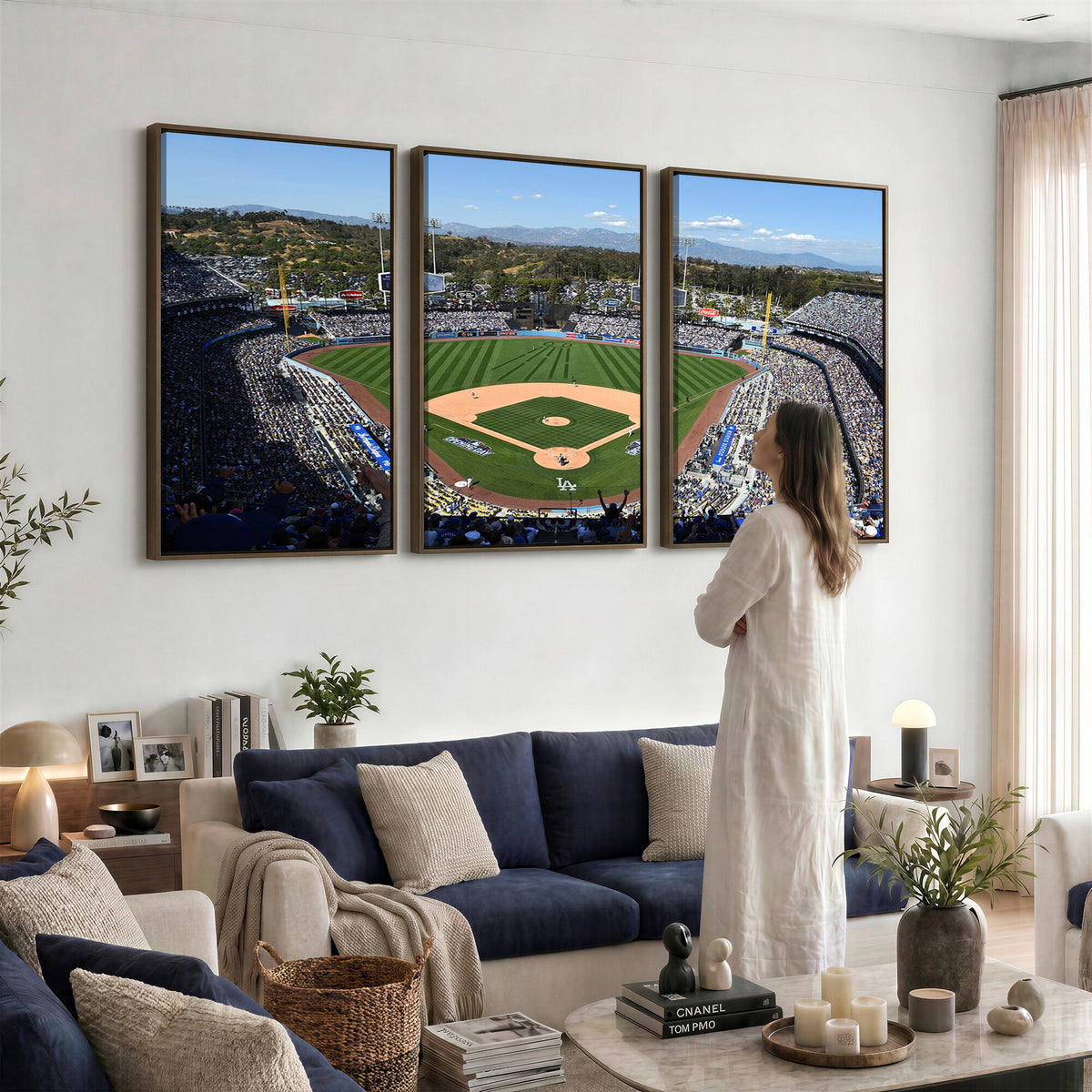 20436-MGV-CV-36X24 - Los Angeles Dodgers Dodger Stadium Wall Art Canvas Print, Framed and Ready to Hang