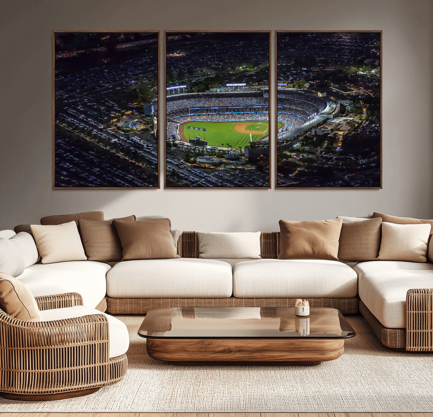 MGV-FC-60X30-3P - Los Angeles Dodgers Dodger Stadium Wall Art Canvas Print - MLB Baseball Stadium