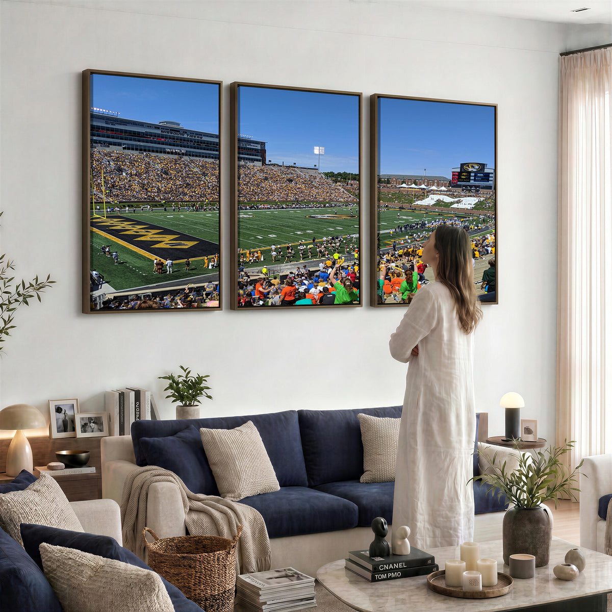38399-MGV-CV-36X24 - University of Missouri Tigers Football Team Print, Columbia Faurot Field Memorial Stadium Wall Art