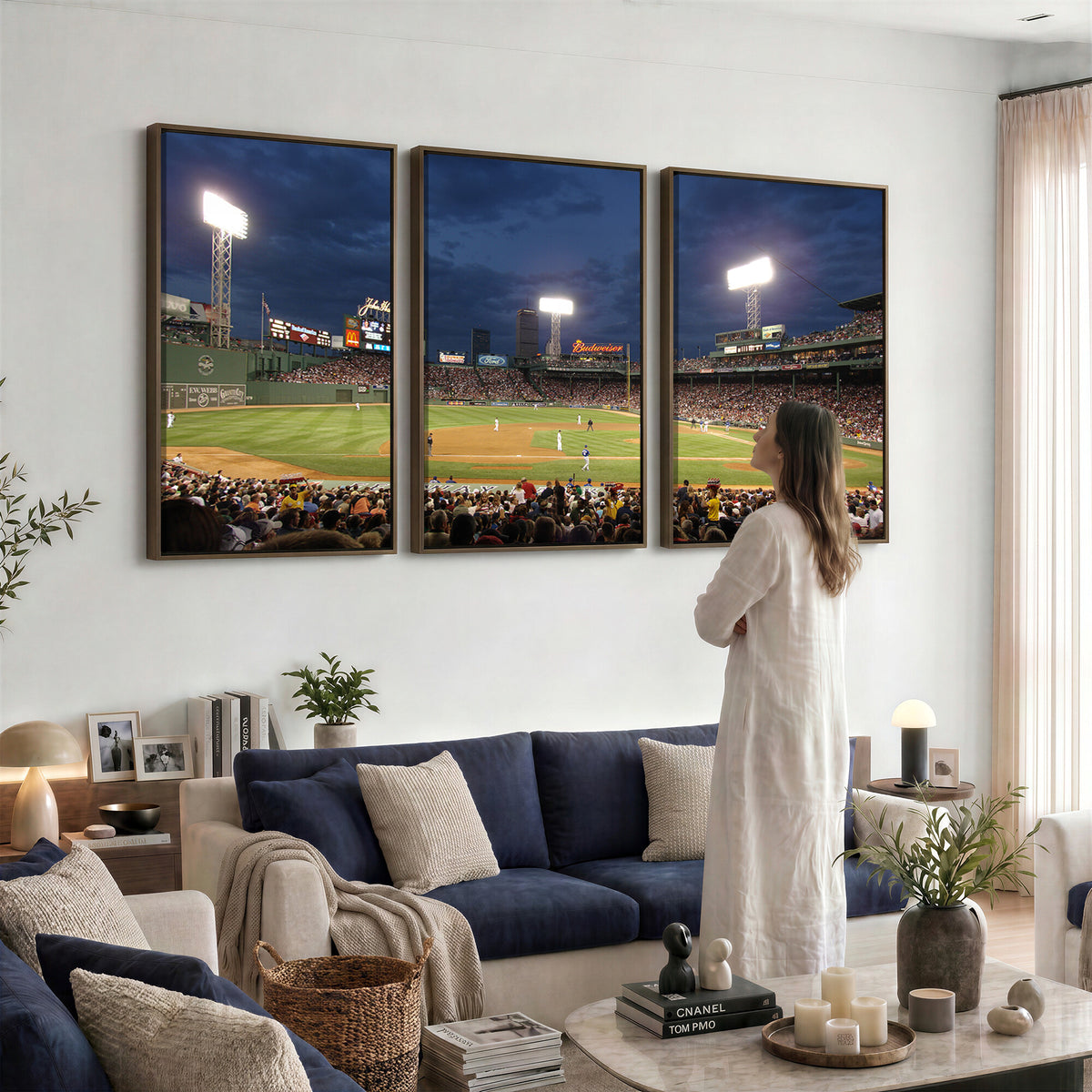 85099-MGV-CV-36X24 - Boston Red Sox Baseball Team Print Canvas, Massachusetts Fenway Park Stadium Wall Art