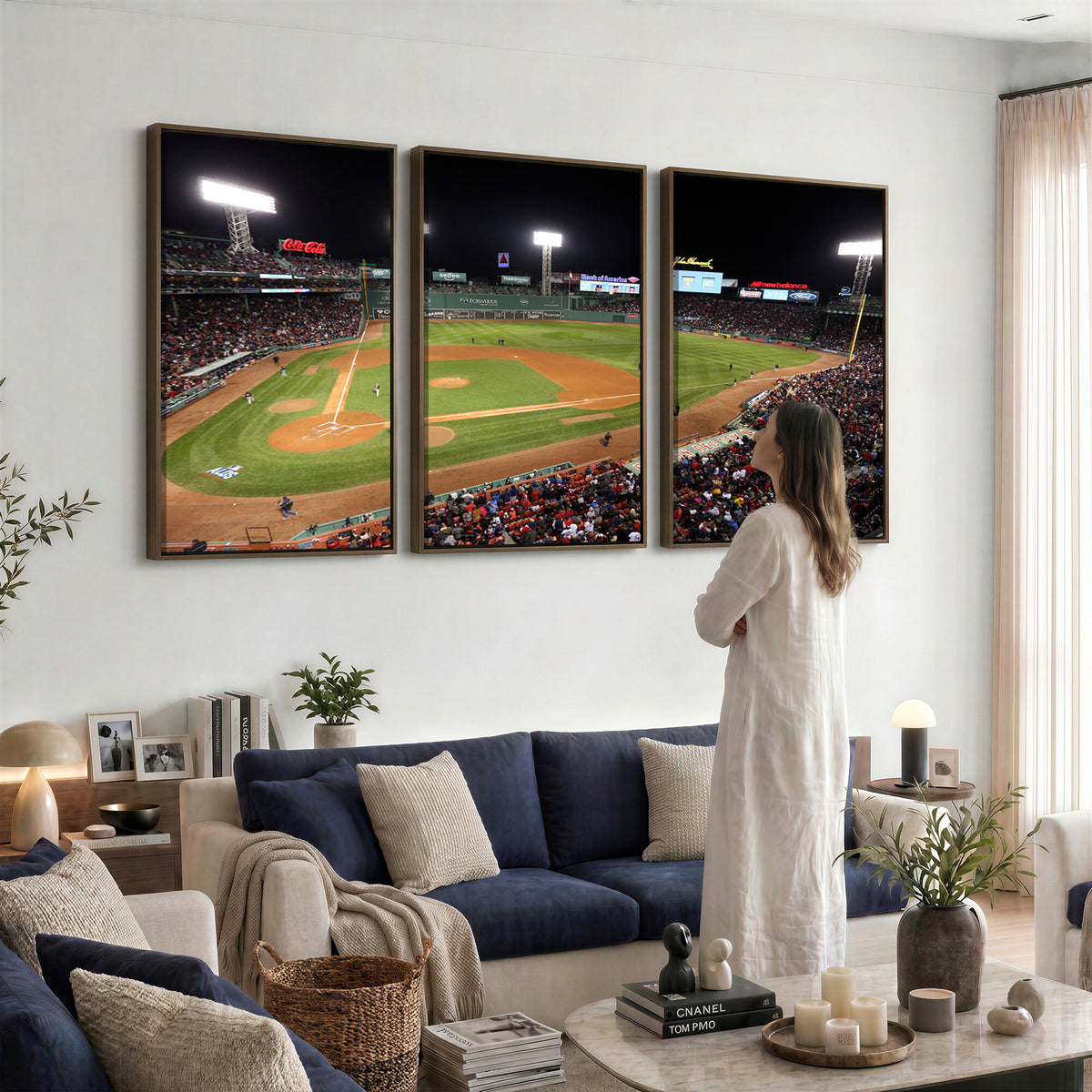 41158-MGV-CV-36X24 - Boston Red Sox Baseball Team Print, Massachusetts Fenway Park Stadium Wall Art