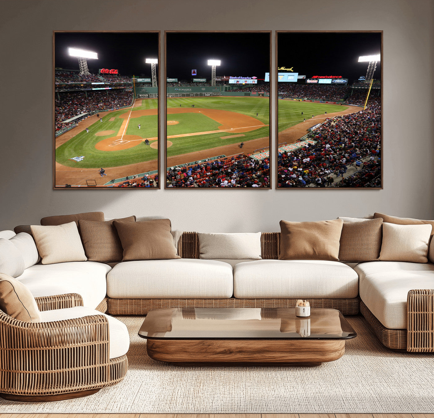 MGV-FC-60X30-3P - Boston Red Sox Baseball Team Print - Massachusetts Fenway Park Stadium Wall Art Canvas Print