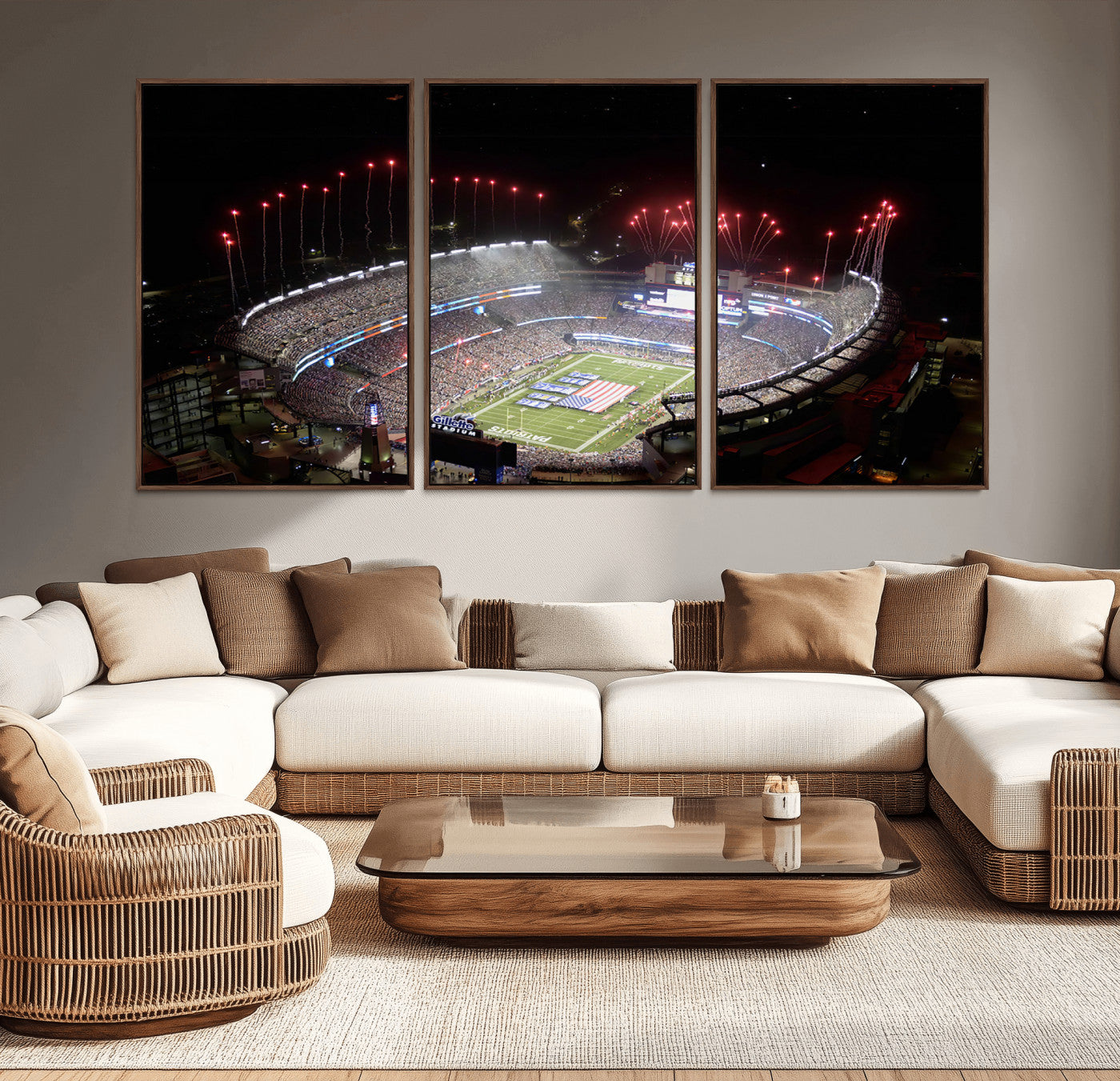 MGV-FC-60X30-3P - New England Patriots Team Print Wall Art- Foxborough Gillette Stadium Wall Art Canvas Print