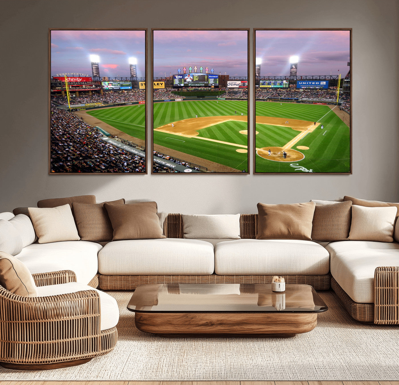 MGV-FC-60X30-3P - Chicago White Sox Baseball Team Print Canvas- Guaranteed Rate Field Stadium Wall Art Canvas Print