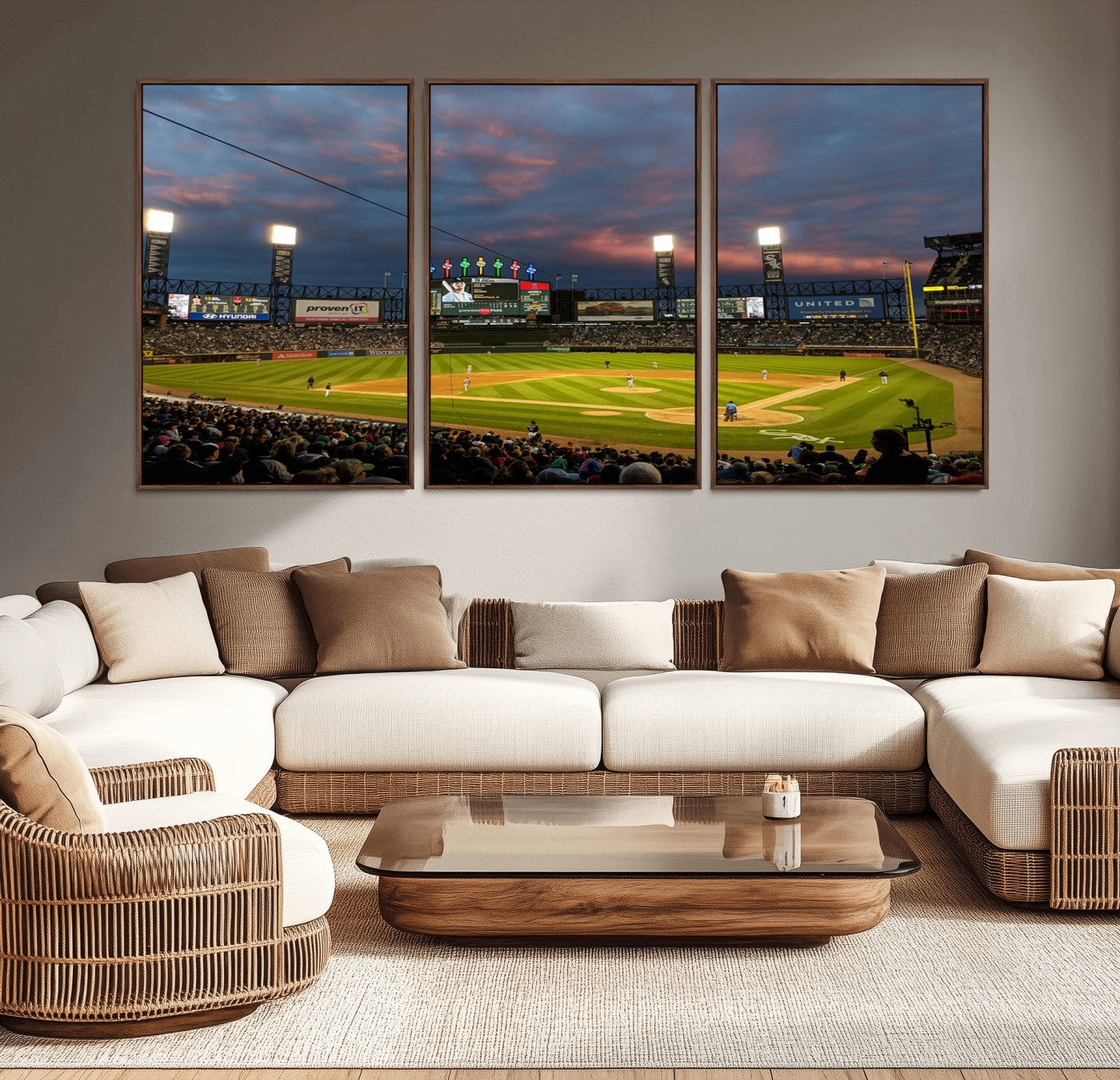 MGV-FC-60X30-3P - Chicago White Sox Baseball Team Print Canvas- Guaranteed Rate Field Stadium Wall Art Canvas Print
