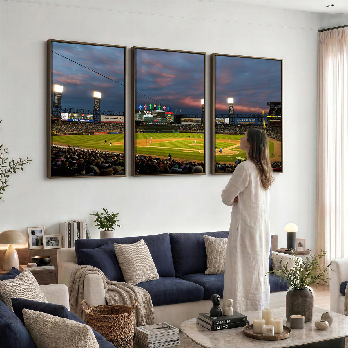 96063-MGV-CV-36X24 - Chicago White Sox Baseball Team Print Canvas, Guaranteed Rate Field, Framed and Ready to Hang
