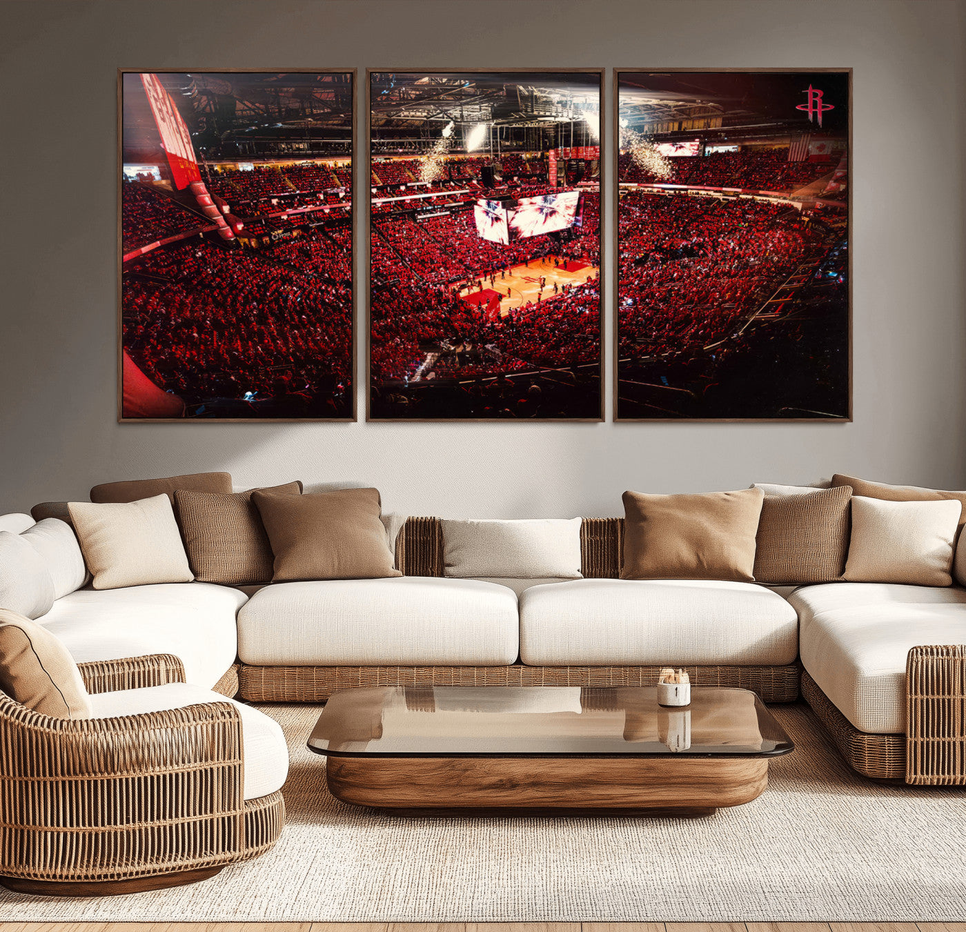 MGV-FC-60X30-3P - Houston Rockets Basketball Team Print Canvas- Houston Toyota Center Stadium Wall Art Canvas Print