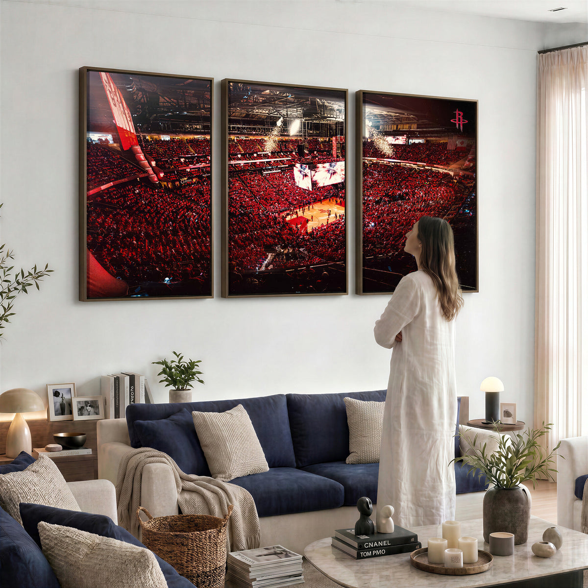 91527-MGV-CV-36X24 - Houston Rockets Basketball Team Print Canvas, Houston Toyota Center Arena Wall Art