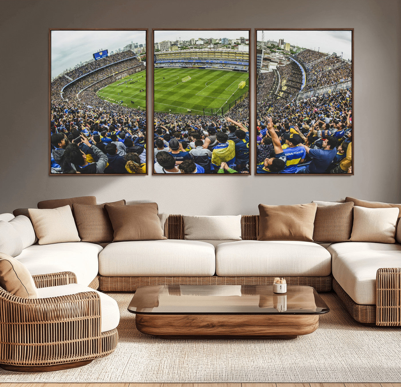 MGV-FC-60X30-3P - Boca Juniors Soccer Team Print Wall Art - Buenos Aires Bombonera Stadium Canvas Print