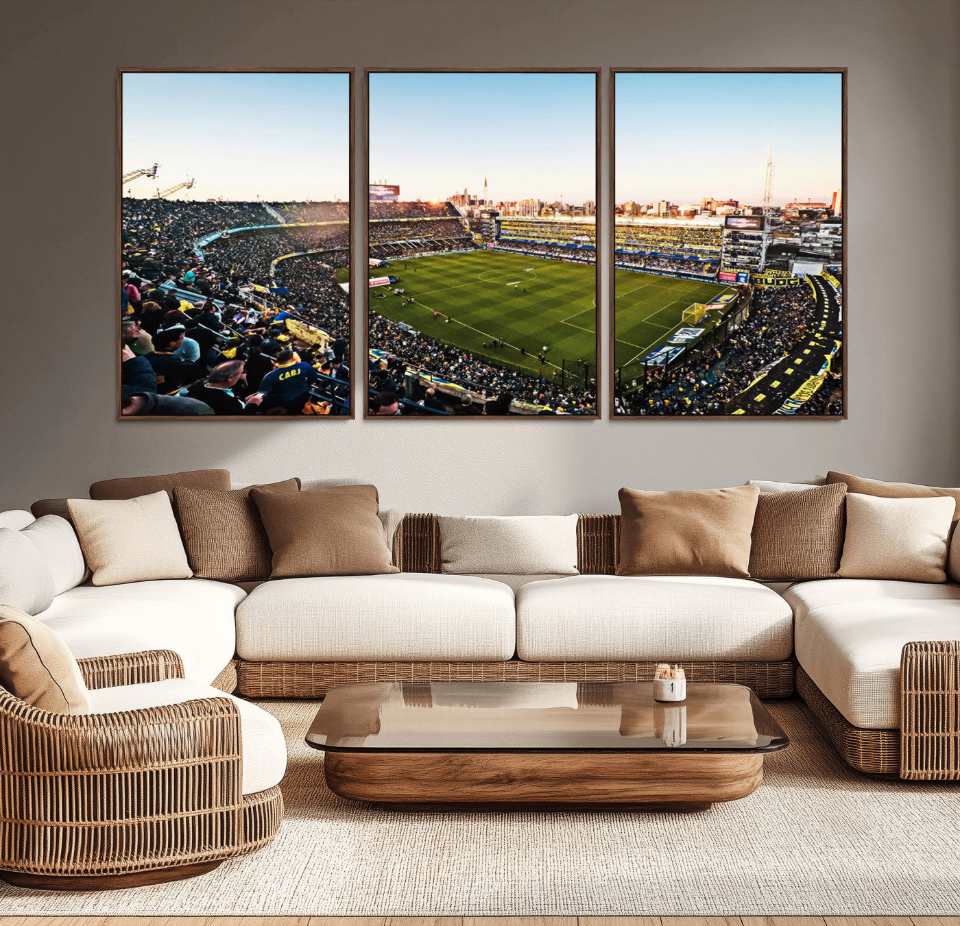 MGV-FC-60X30-3P - Boca Juniors Soccer Team Print - Buenos Aires Bombonera Stadium Wall Art Canvas Print