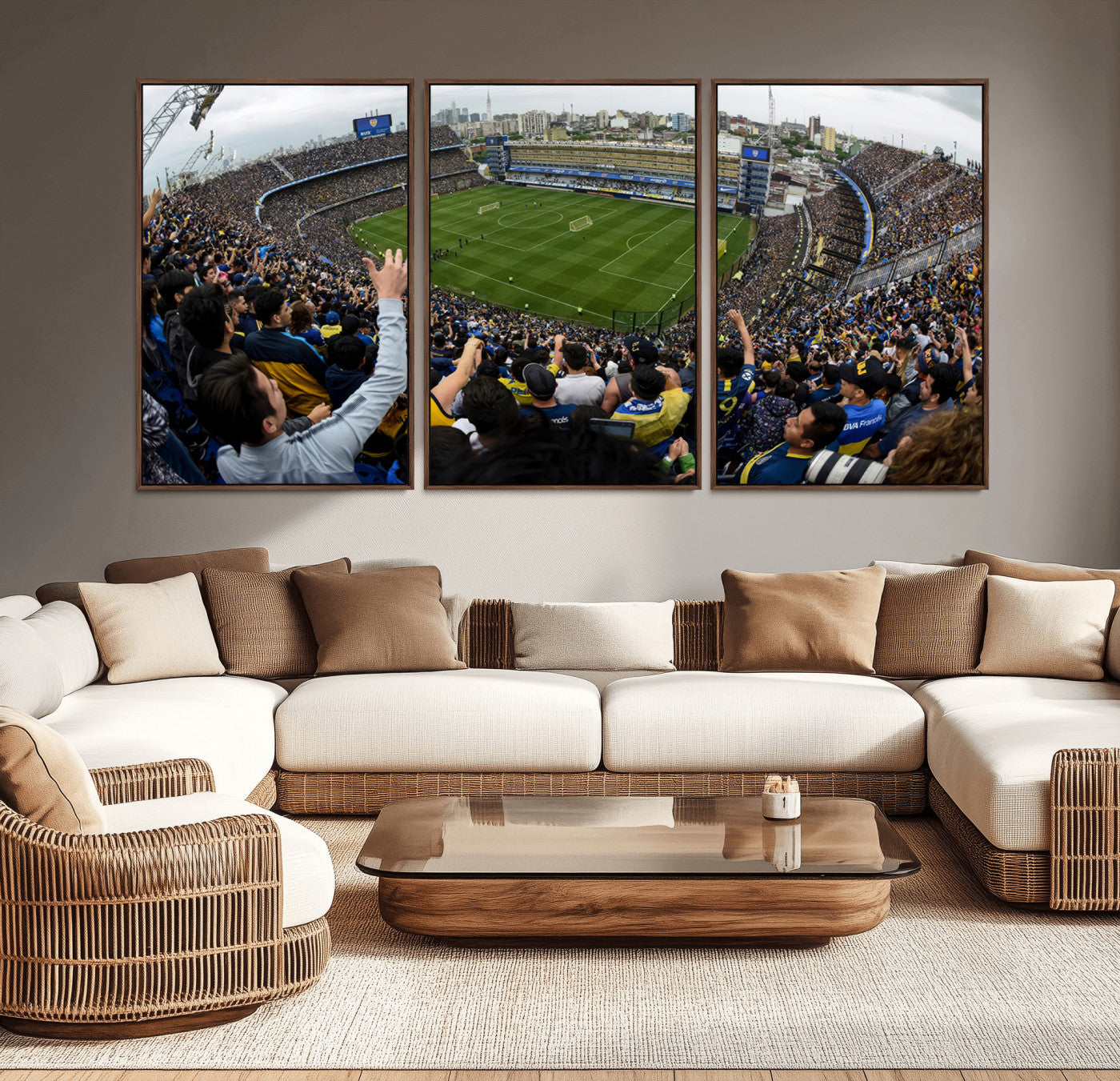 MGV-FC-60X30-3P - Boca Juniors Soccer Team Print - Buenos Aires Bombonera Stadium Wall Art Canvas Print