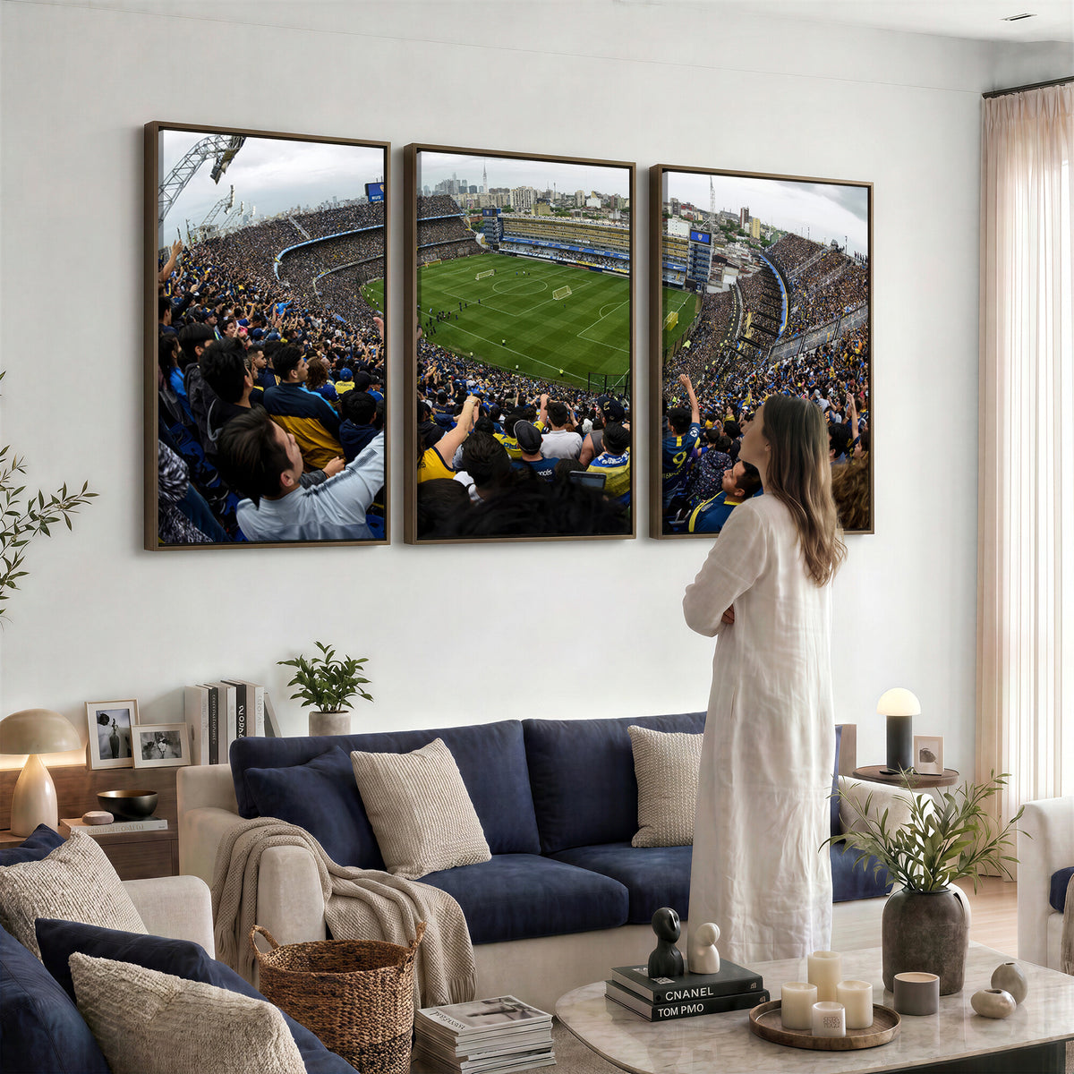 23173-MGV-CV-36X24 - Boca Juniors Soccer Team Print, Buenos Aires Bombonera, Framed and Ready to Hang