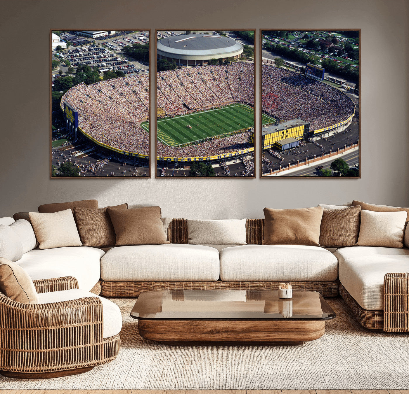 MGV-FC-60X30-3P - Michigan Wolverines Football Team Print - Ann Arbor Michigan Stadium Print, Michigan Wolverines