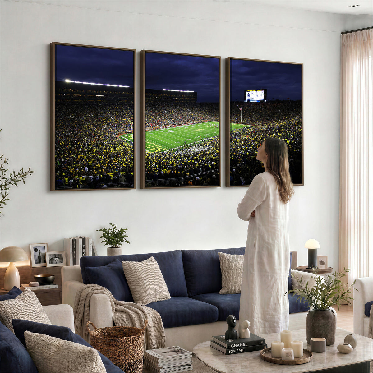 15448-MGV-CV-36X24 - Michigan Wolverines Football Canvas Wall Decor, Football Team Print, Ann Arbor Michigan Stadium