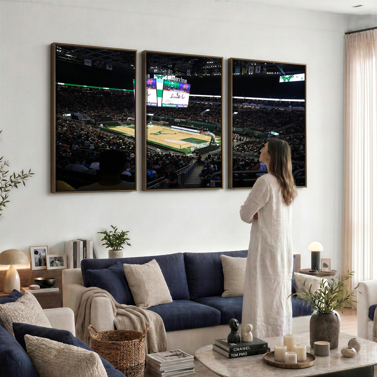 69882-MGV-CV-36X24 - Milwaukee Bucks Basketball Print, Fiserv Forum Stadium Wall Art
