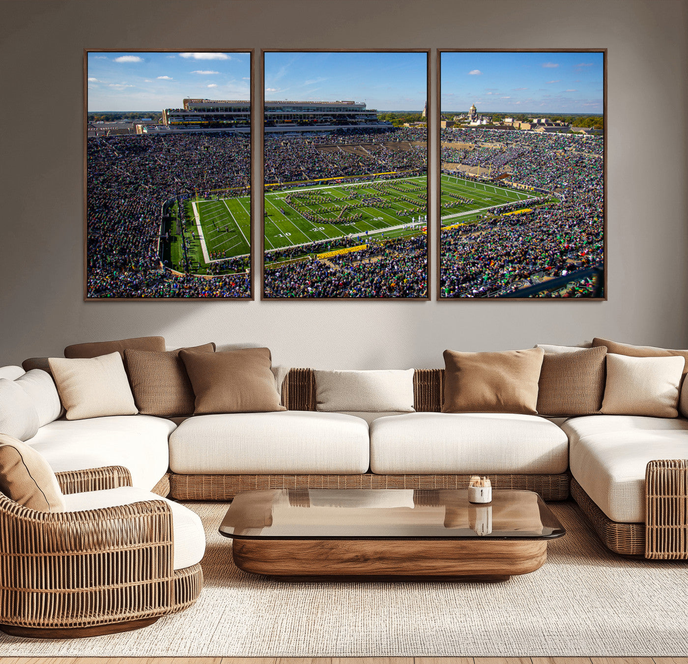 MGV-FC-60X30-3P - Notre Dame Fighting Irish Football Team Print - Notre Dame Stadium Wall Art Canvas Print