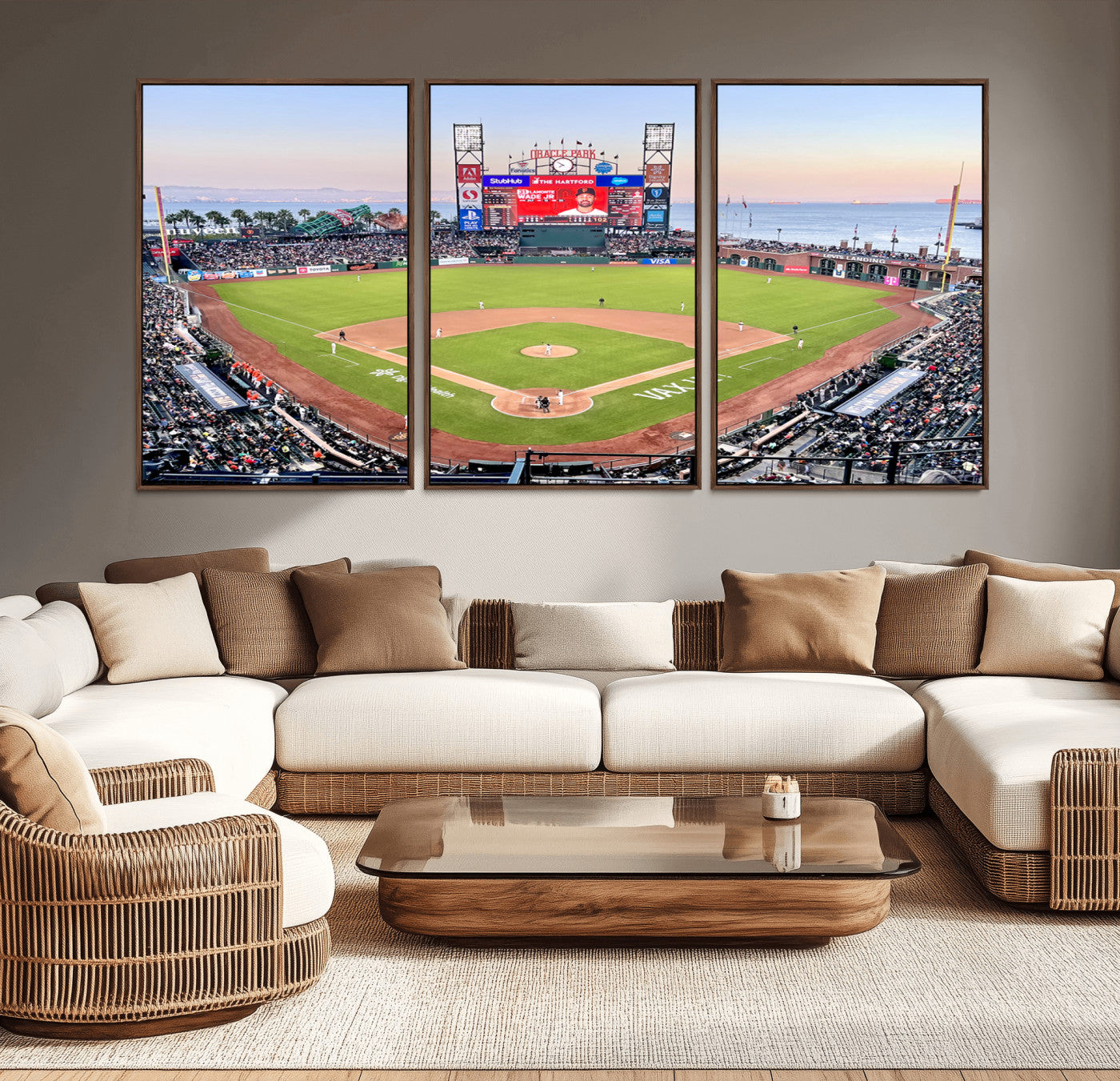 MGV-FC-60X30-3P - San Francisco Giants Baseball Team Print - Oracle Park Stadium Wall Art Canvas Print