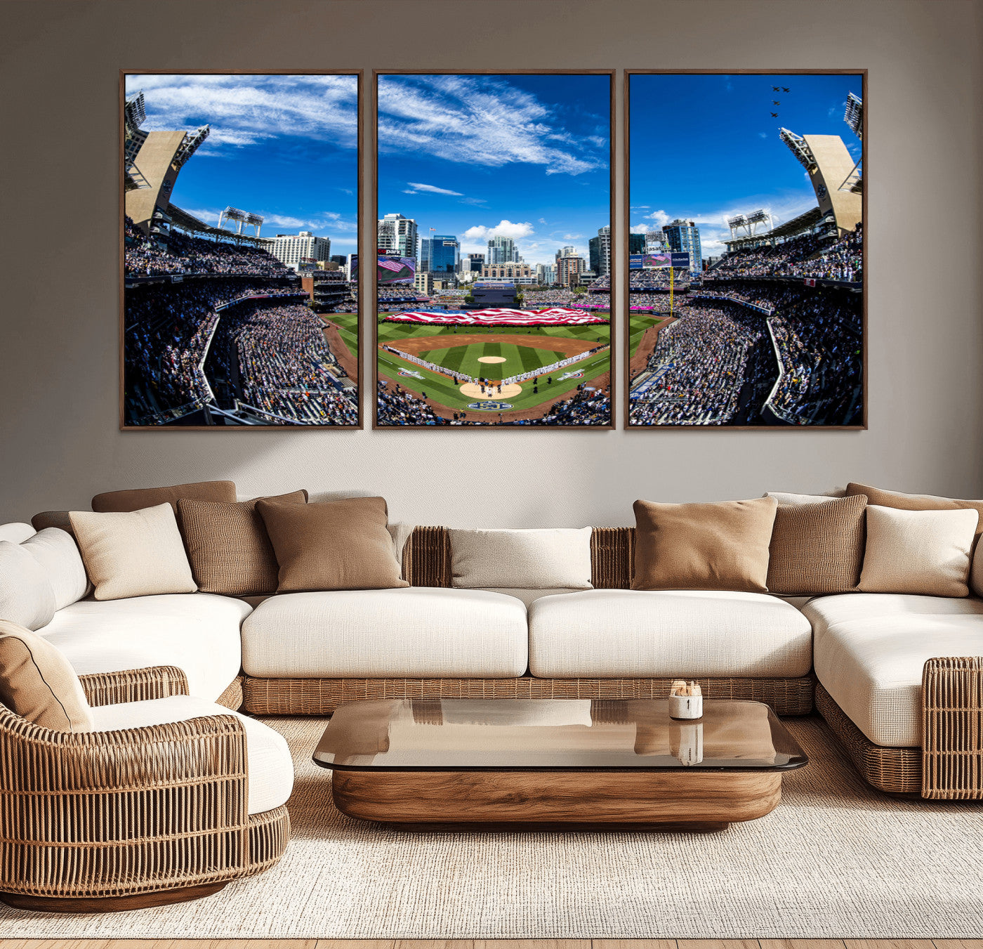 MGV-FC-60X30-3P - San Diego Padres Baseball Team Print - Petco Park Stadium Wall Art Canvas Print