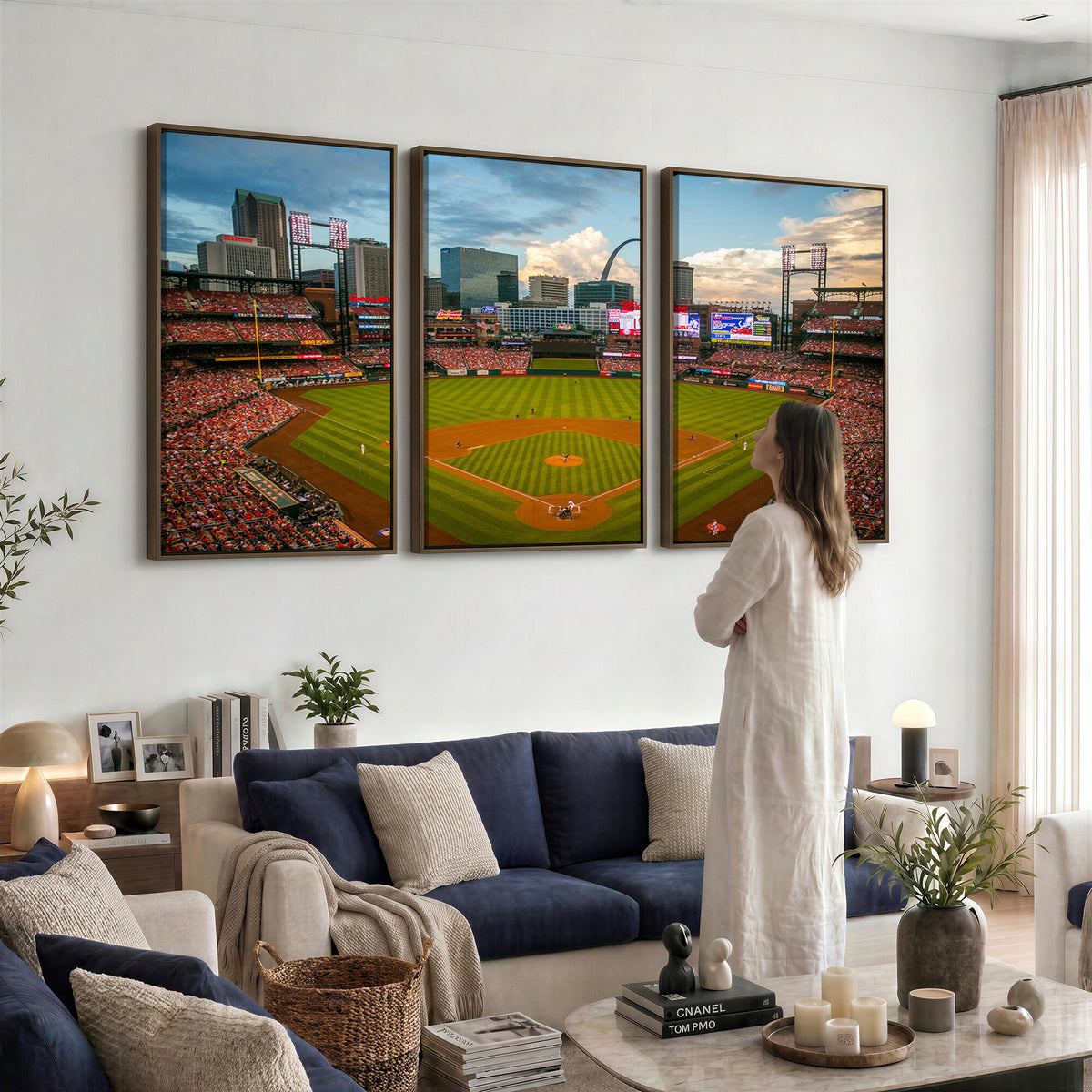 34054-MGV-CV-36X24 - St. Louis Cardinals Baseball Team Print, Busch Stadium Wall Art, Framed and Ready to Hang