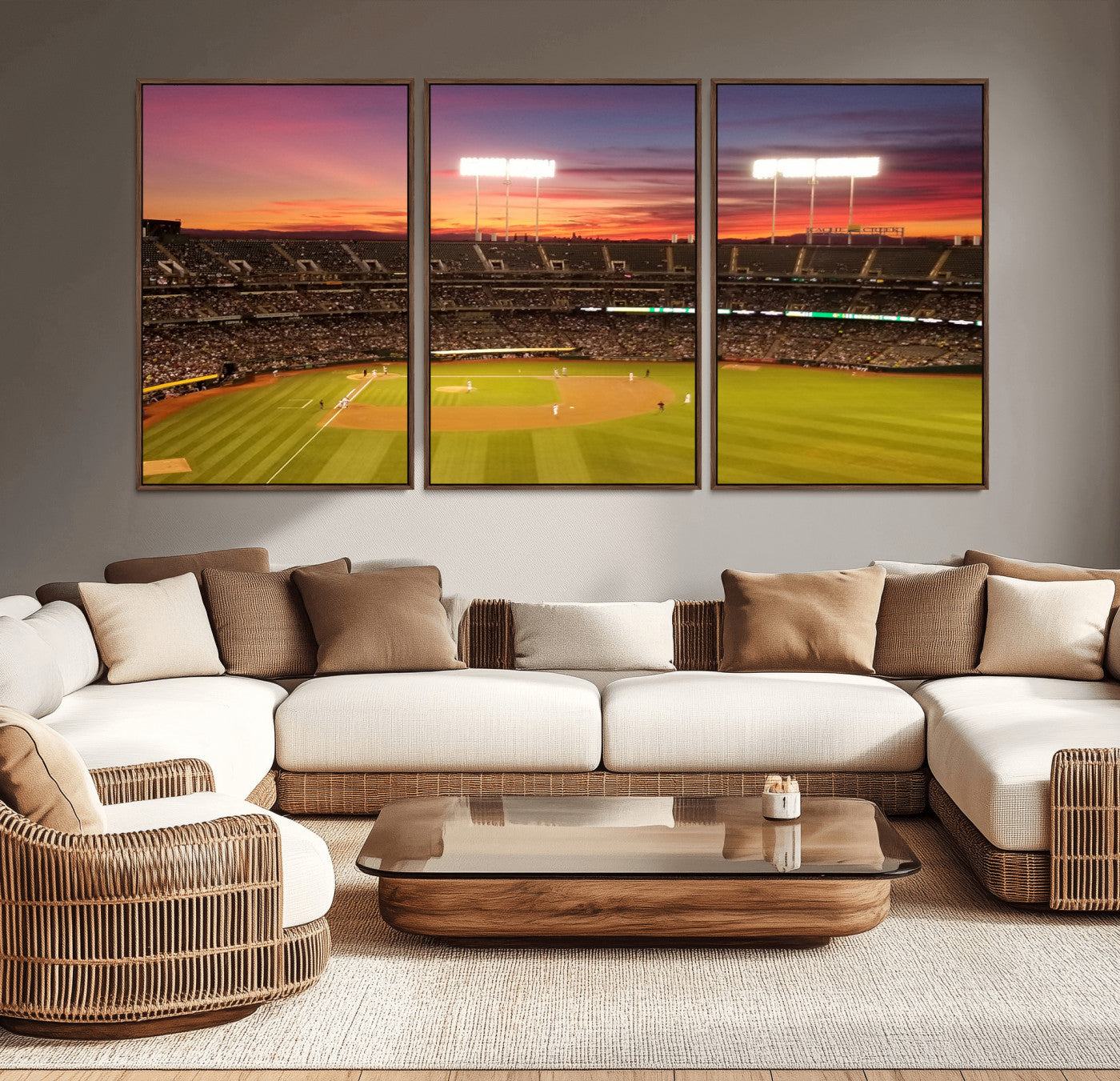 MGV-FC-60X30-3P - Oakland Athletics Baseball Team Print - Oakland Coliseum Stadium Wall Art Canvas Print