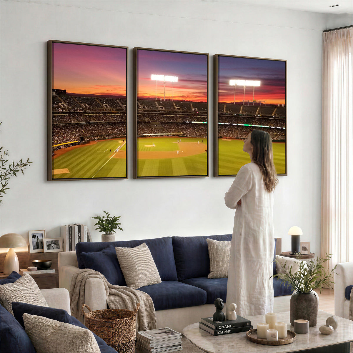 73718-MGV-CV-36X24 - Oakland Athletics Baseball Team Print, Oakland Coliseum
