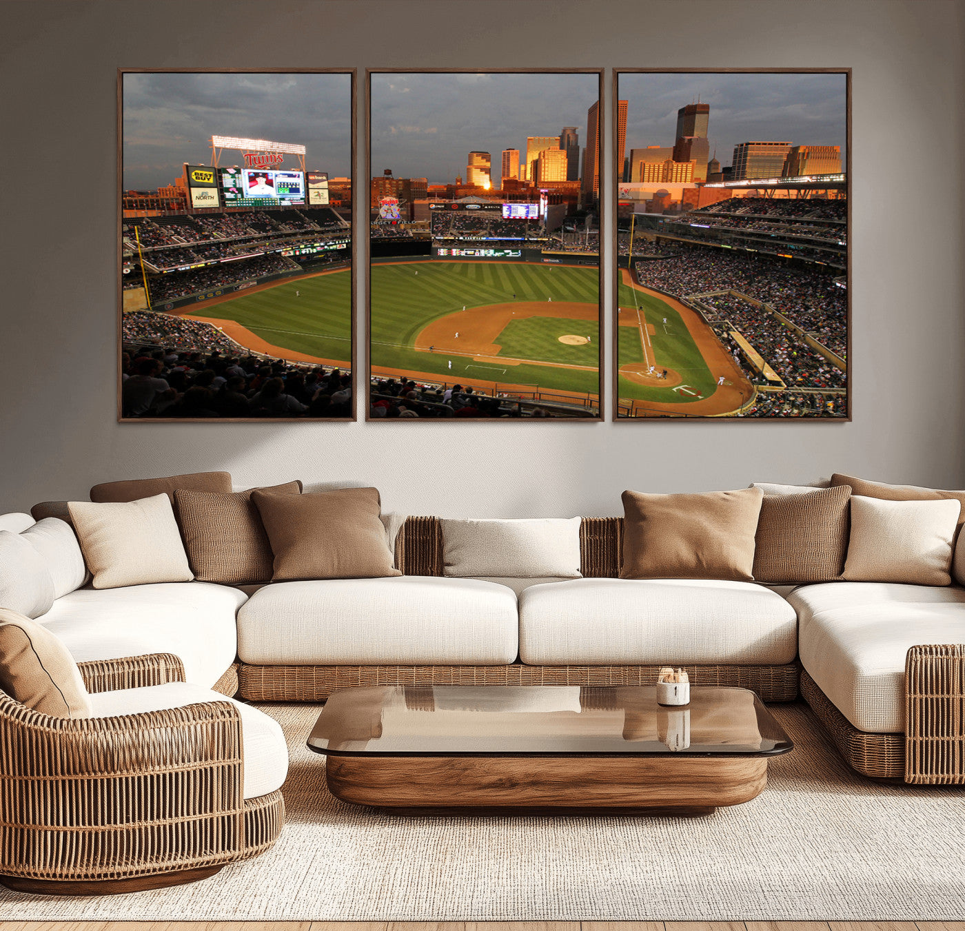 MGV-FC-60X30-3P - Minnesota Twins Baseball Team Print - Minneapolis Target Field Stadium Wall Art Canvas Print