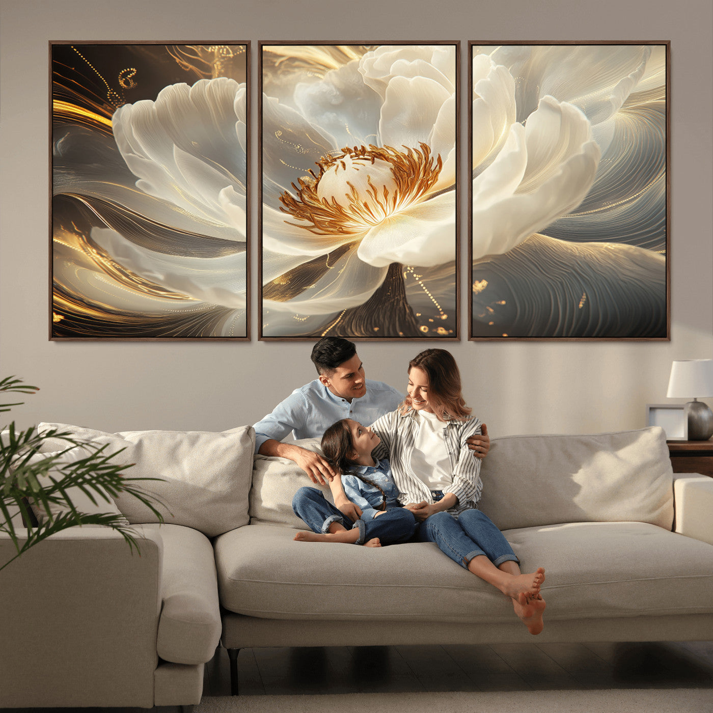 MGV-FC-60X30-3P - Abstract Floral Wall Art Canvas Print
