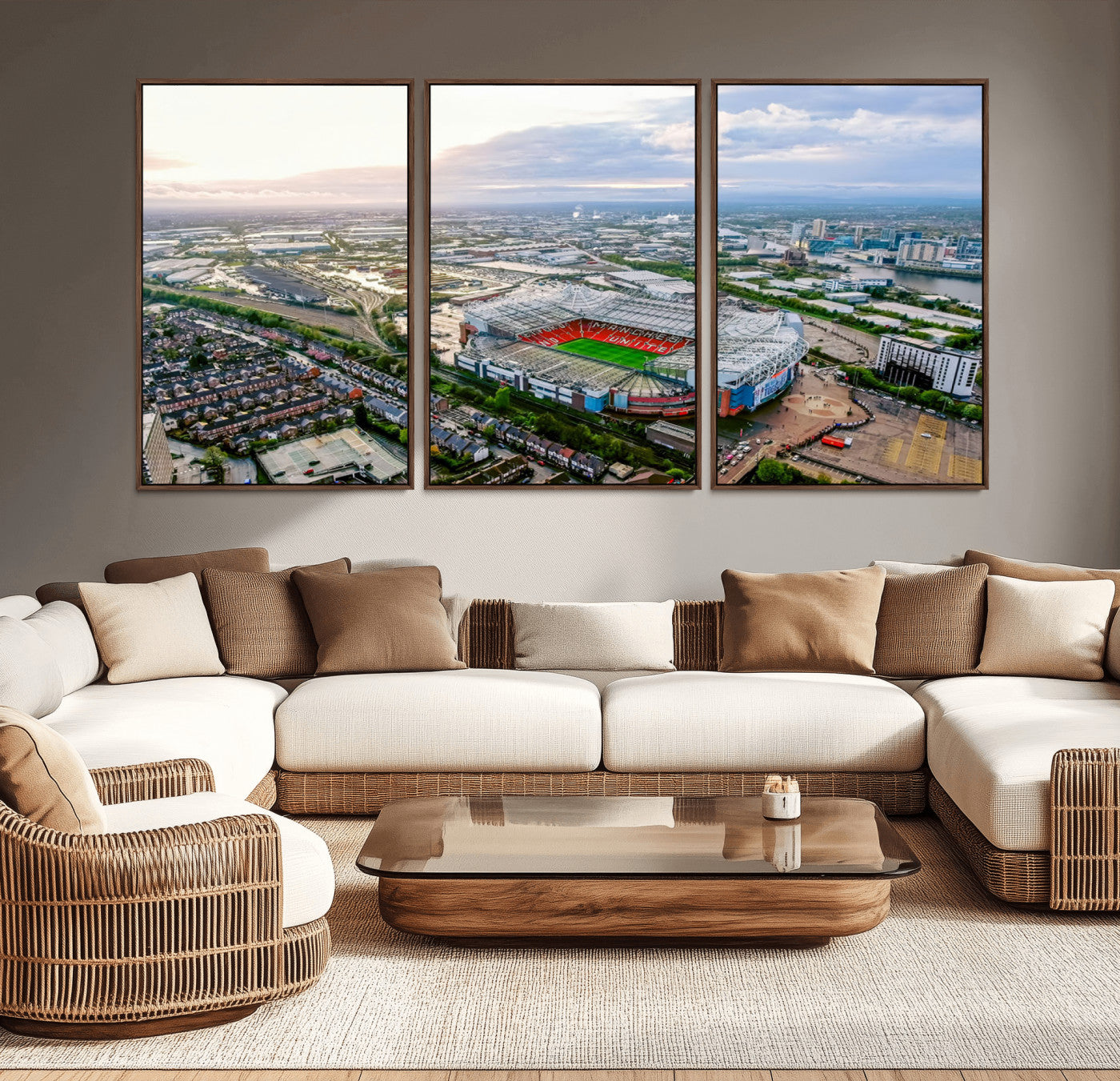 MGV-FC-60X30-3P - Old Trafford Manchester United Stadium Wall Art Canvas Print - Aerial View Stadium, Old Trafford