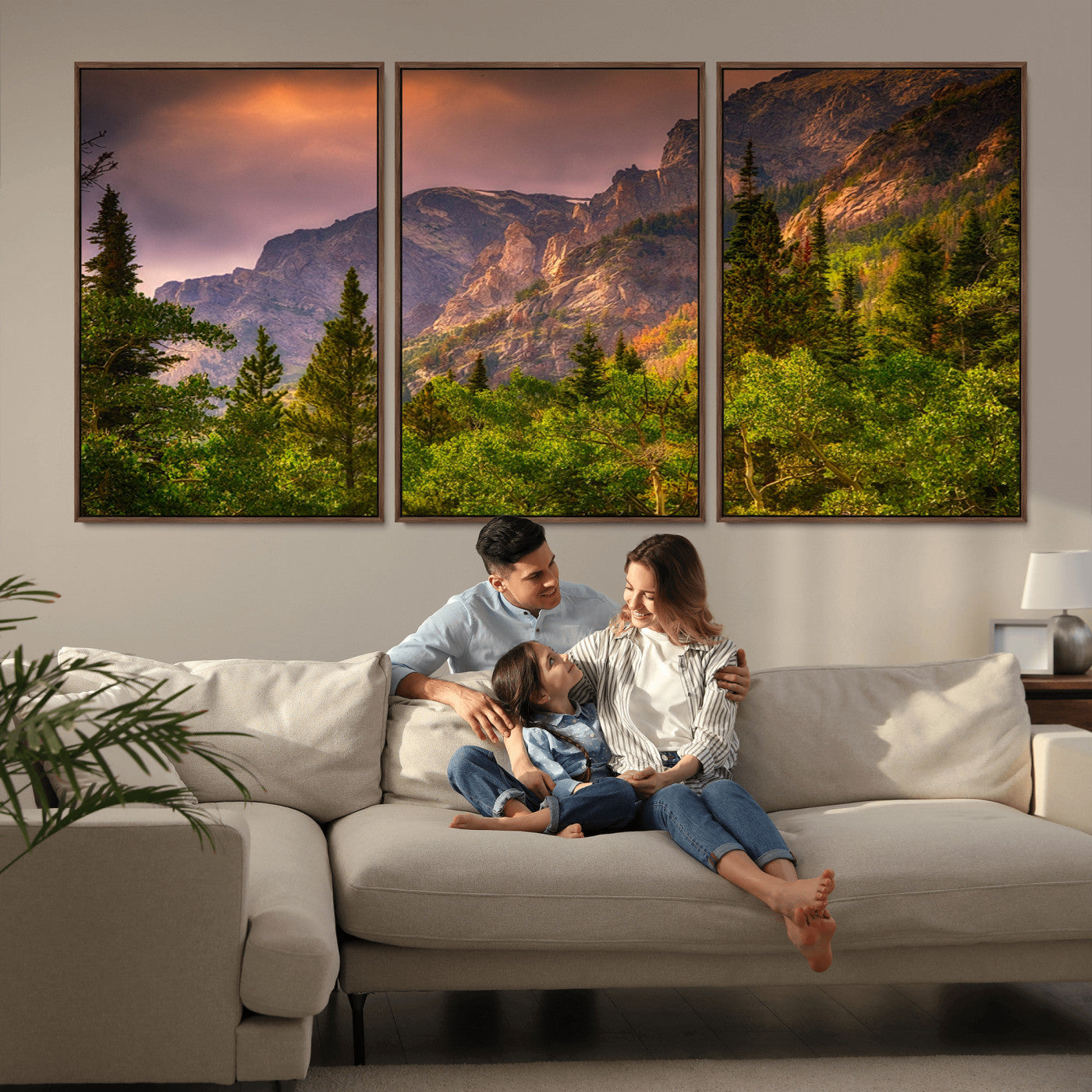 MGV-FC-60X30-3P - Colorado Rockies Mountains Wall Art Canvas Print | Ready to Hang  Framed Mountain Landscape