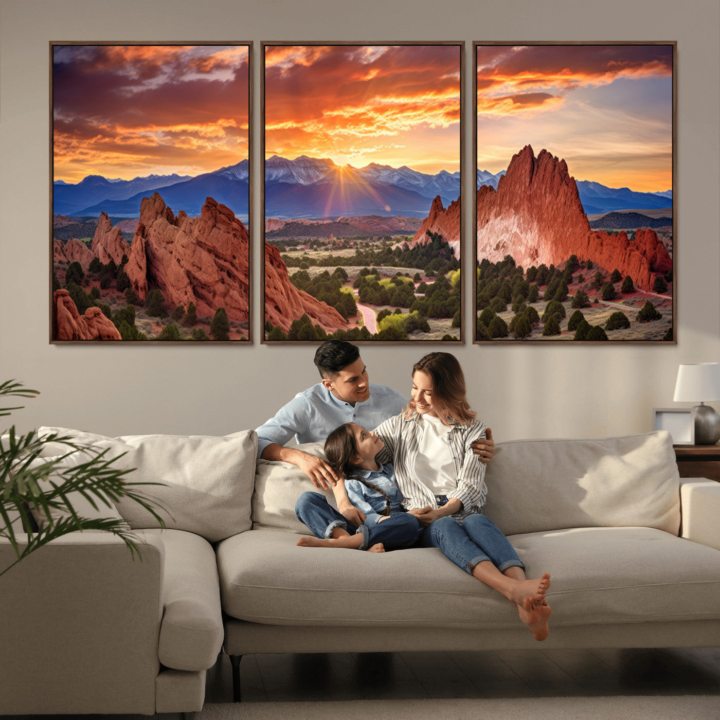 MGV-FC-60X30-3P - Rocky Mountains Sunset Wall Art Canvas Print – Ready to Hang, Framed Colorado Landscape