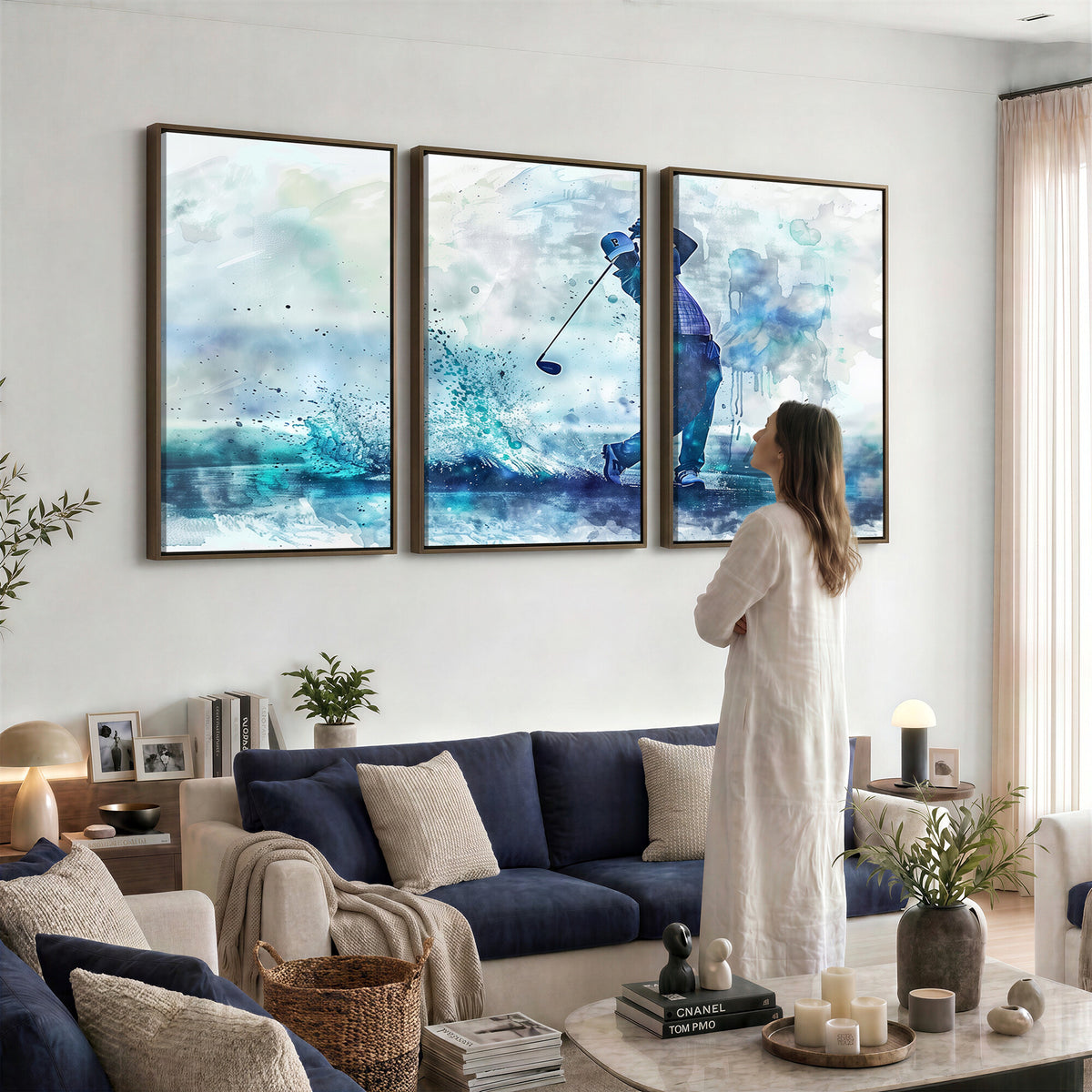 45328-MGV-CV-36X24 - Watercolor Abstract Golf Swing Wall Art Canvas Print