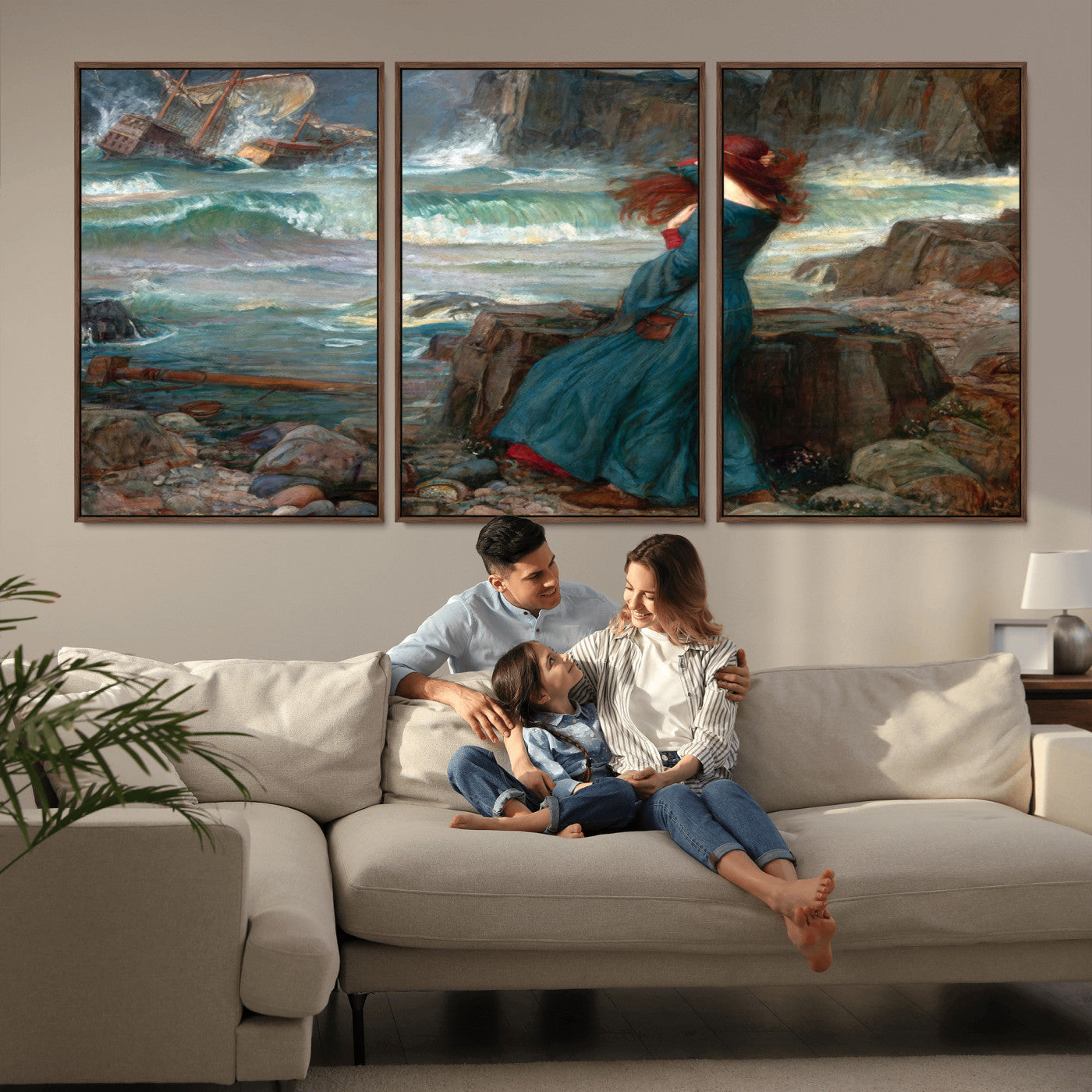 -Miranda by the Shore Wall Art Canvas Print – Tempest Scene Ocean Storm – Ready to Hang