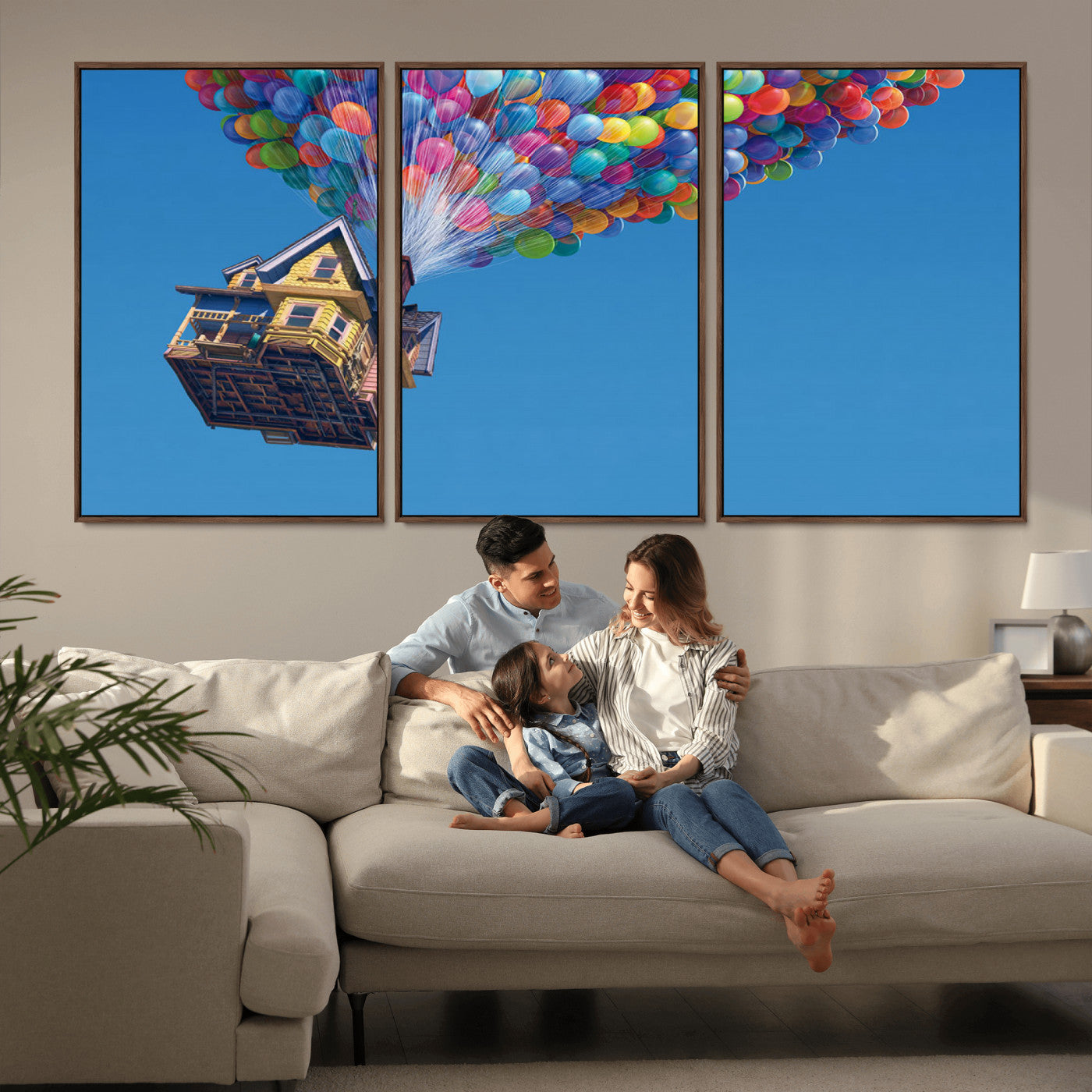 MGV-FC-60X30-3P - Carl Fredricksen, Up Movie Wall Art, Balloons Wall Art, Air Balloons for Kids Room Print