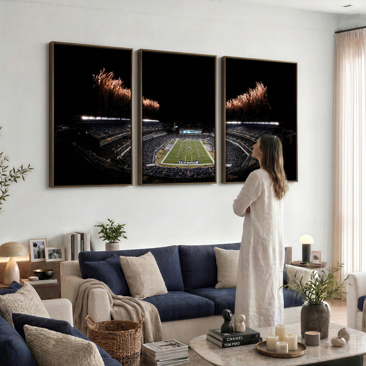 89680-MGV-CV-36X24 - Eagles Field Stadium Wall Art, Philadelphia Eagles Football, Framed and Ready to Hang