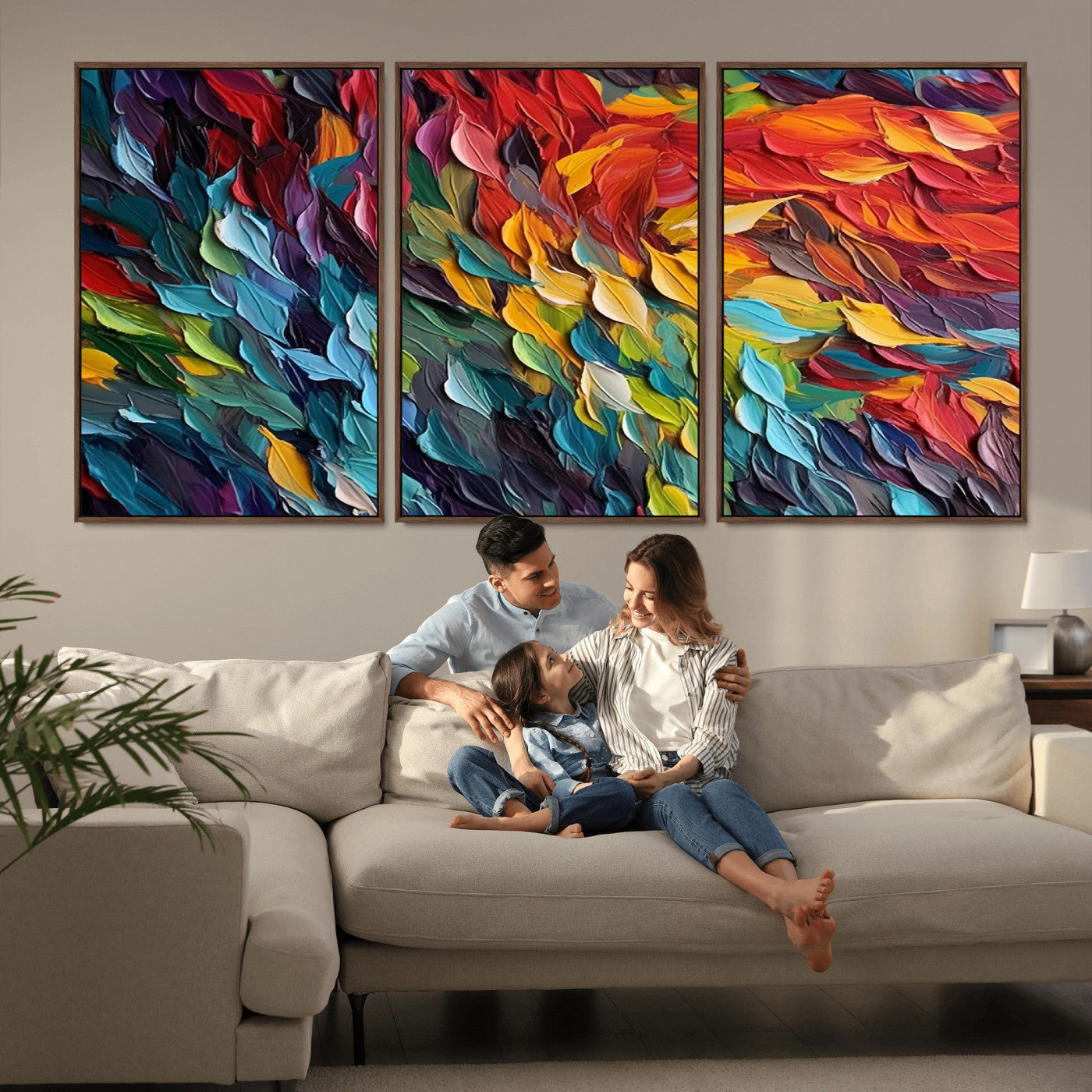 -Vibrant Abstract Leaf Wall Art Canvas Print | Bold Colorful Canvas for Living Room or Office | Ready
