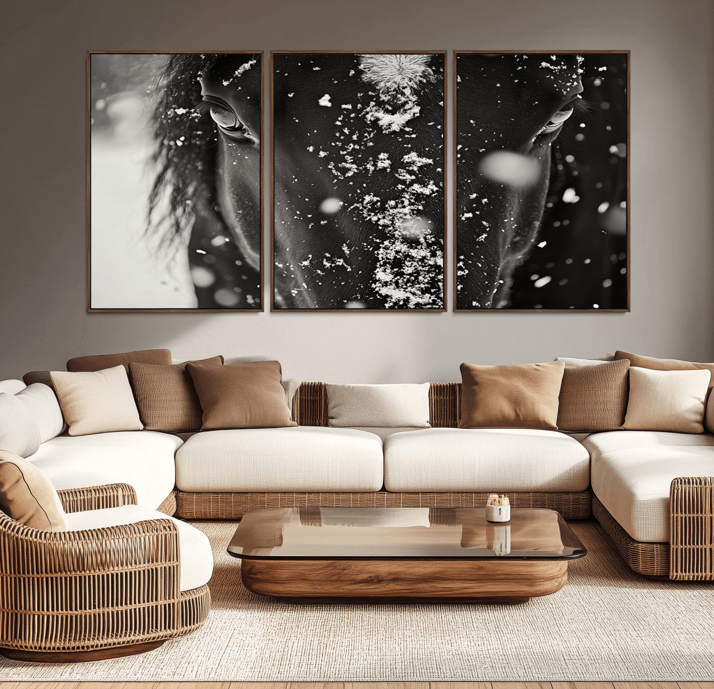 73281-MGV-CV-36X24-Winter Horse Snow Wall Art Canvas Print