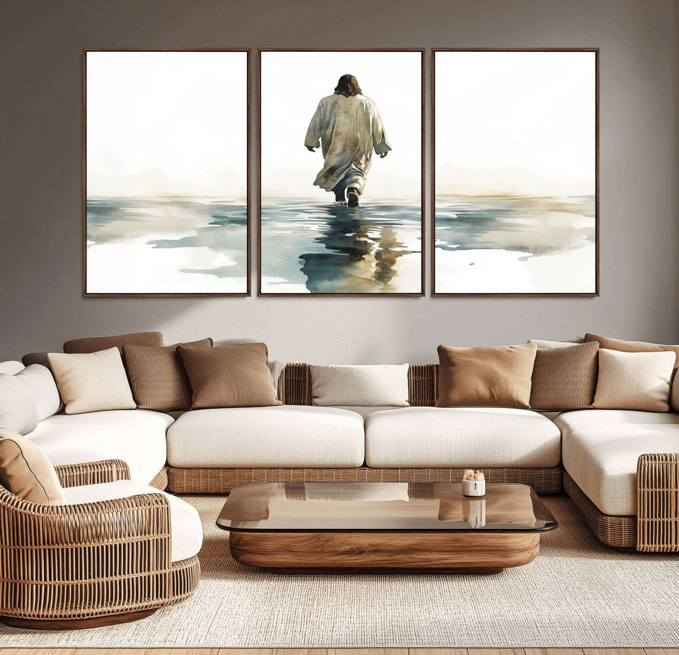 MGV-FC-60X30-3P - Abstract Jesus Wall Art Canvas Print, Christian Wall Art, Jesus Christ Walking