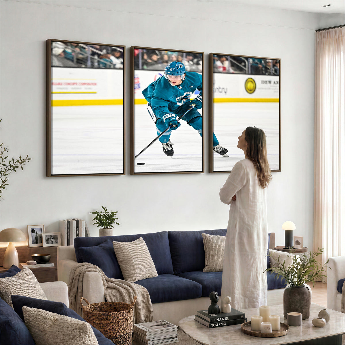 69179-MGV-CV-36X24 - San Jose Sharks Ice Hockey Player Wall Art Canvas Print